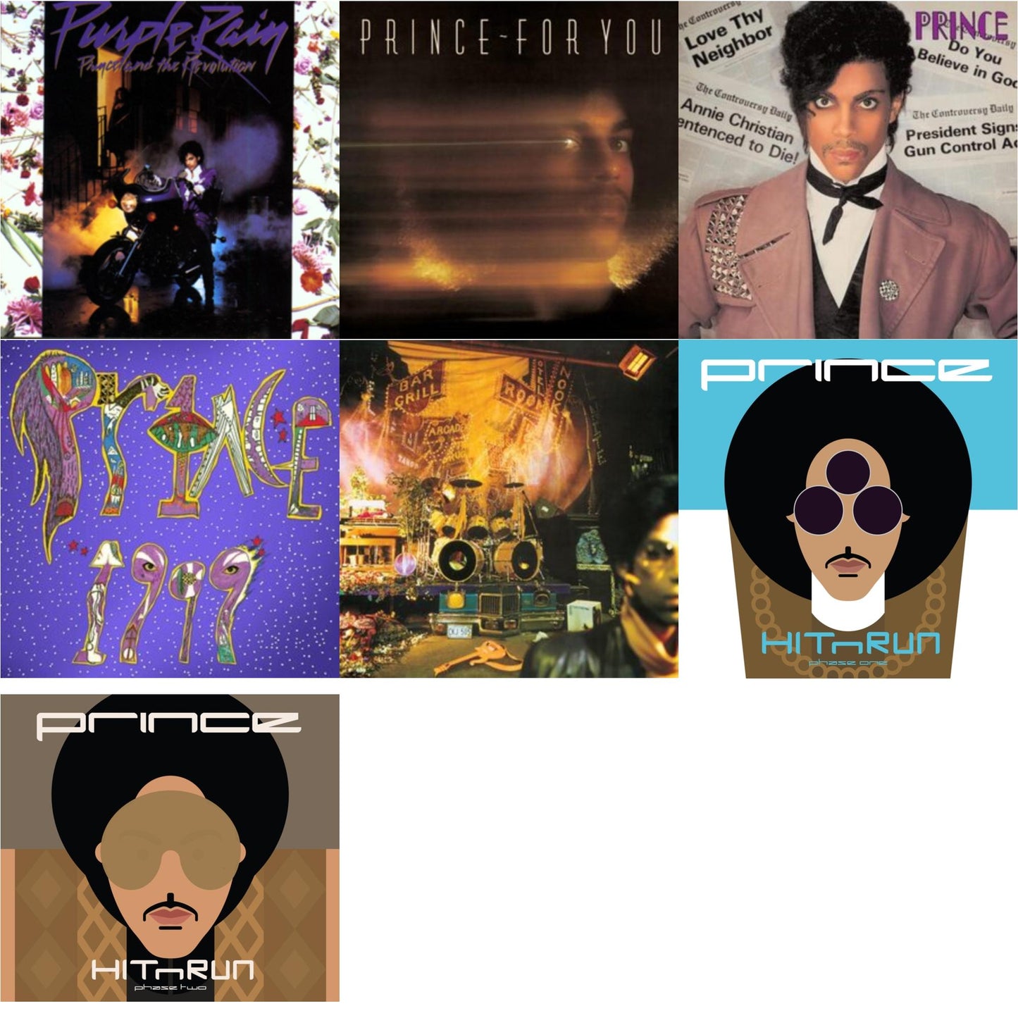 Purple Rain & For You & Controversy & 1999 (X) & Sign O’ The Times & Hitnrun Phase One & Hitnrun Phase Two