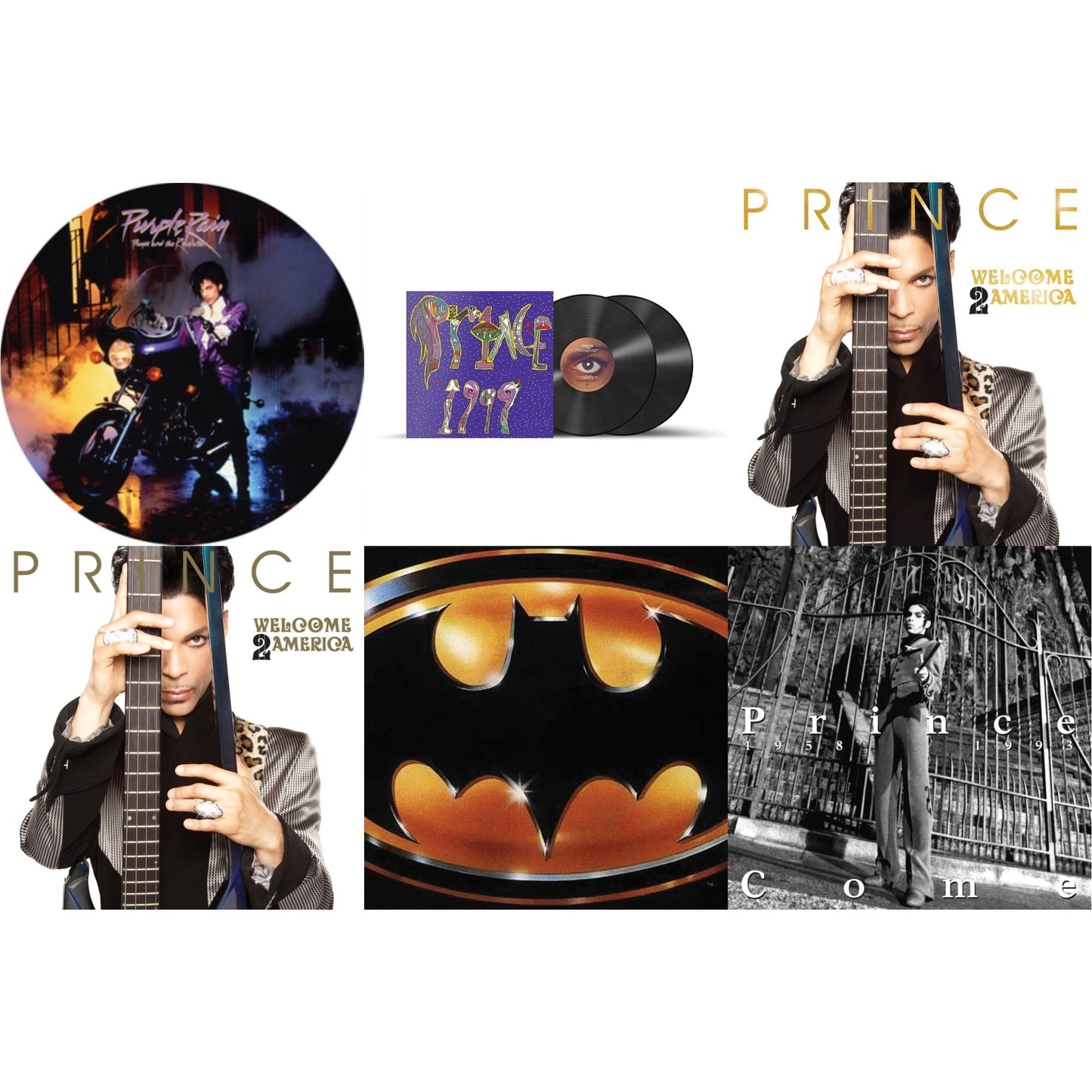 This is a 6 LP Vinyl SKU bundle.
1.This LP Vinyl is brand new.Format: LP VinylMusic Style: FunkThis item's title is: Purple Rain Ost (Picture Disc)Artist: PrinceLabel: WARNER BROS.Barcode: 093624917021Release Date: 6/23/2017
2.This LP Vinyl is brand new.