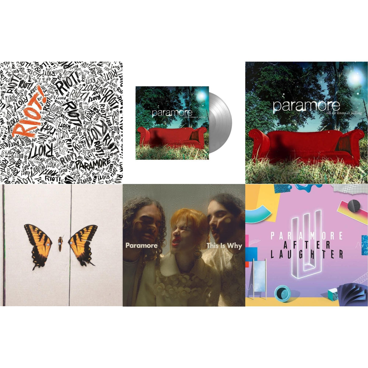 This Is Why & All We Know Is Falling (Silver LP Vinyl) & Riot! (Fbr 25Th Anniversary Edtion/Silver LP Vinyl) & After Laughter (Black & White Marble LP Vinyl/Dl Card) (I) & All We Know Is Falling & Brand New Eyes