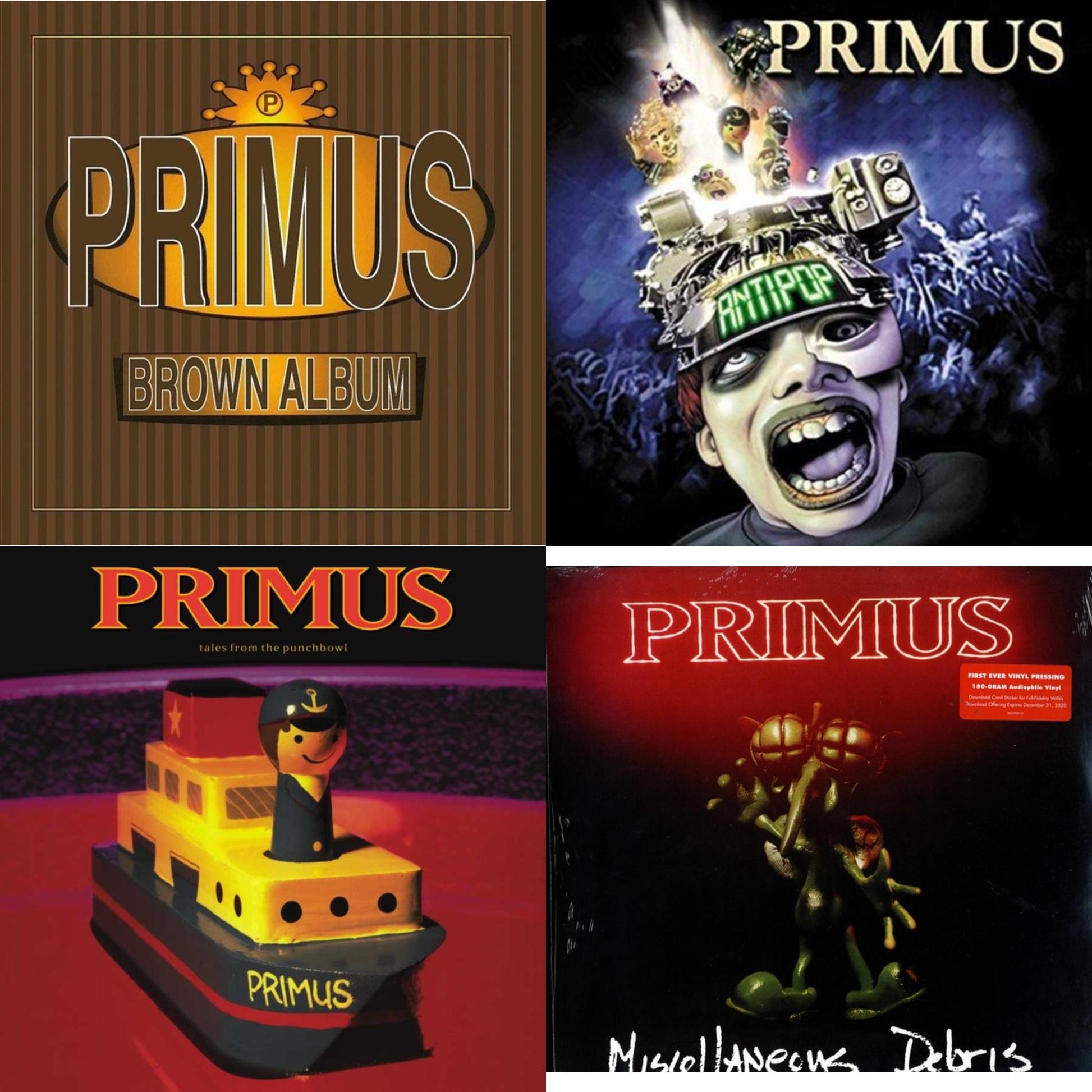 This is a 4 LP Vinyl SKU bundle.
1.This LP Vinyl is brand new.Format: LP VinylMusic Style: Alternative RockThis item's title is: Brown Album (2LP)Artist: PrimusLabel: Prawn SongBarcode: 602557539462Release Date: 11/16/2018
2.This LP Vinyl is brand new.