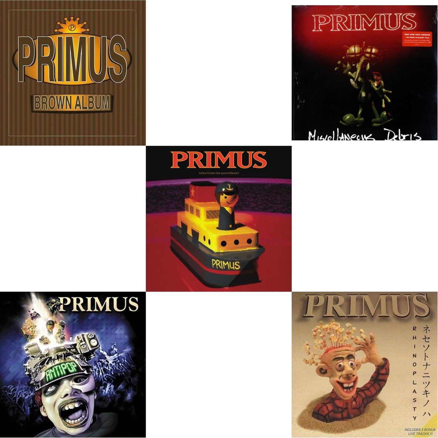 This is a 5 LP Vinyl SKU bundle.
1.This LP Vinyl is brand new.Format: LP VinylMusic Style: Alternative RockThis item's title is: Brown Album (2LP)Artist: PrimusLabel: Prawn SongBarcode: 602557539462Release Date: 11/16/2018
2.This LP Vinyl is brand new.