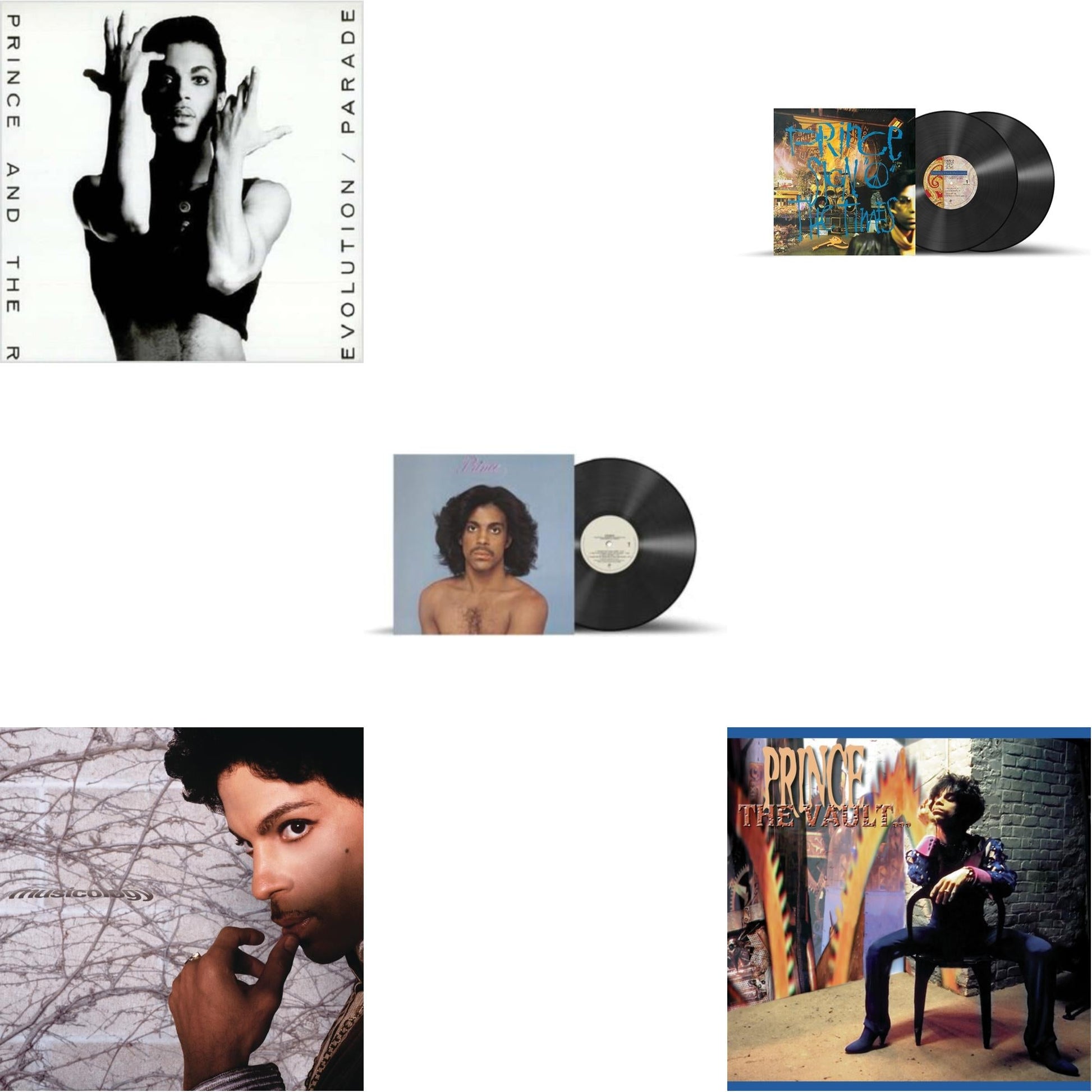 This is a 5 LP Vinyl SKU bundle.
1.This LP Vinyl is brand new.Format: LP VinylMusic Style: FunkThis item's title is: Parade (Music From Under The Cherry Moon)Artist: PrinceLabel: WARNER BROS.Barcode: 075992539517Release Date: 8/23/2016
2.This LP Vinyl is brand new.