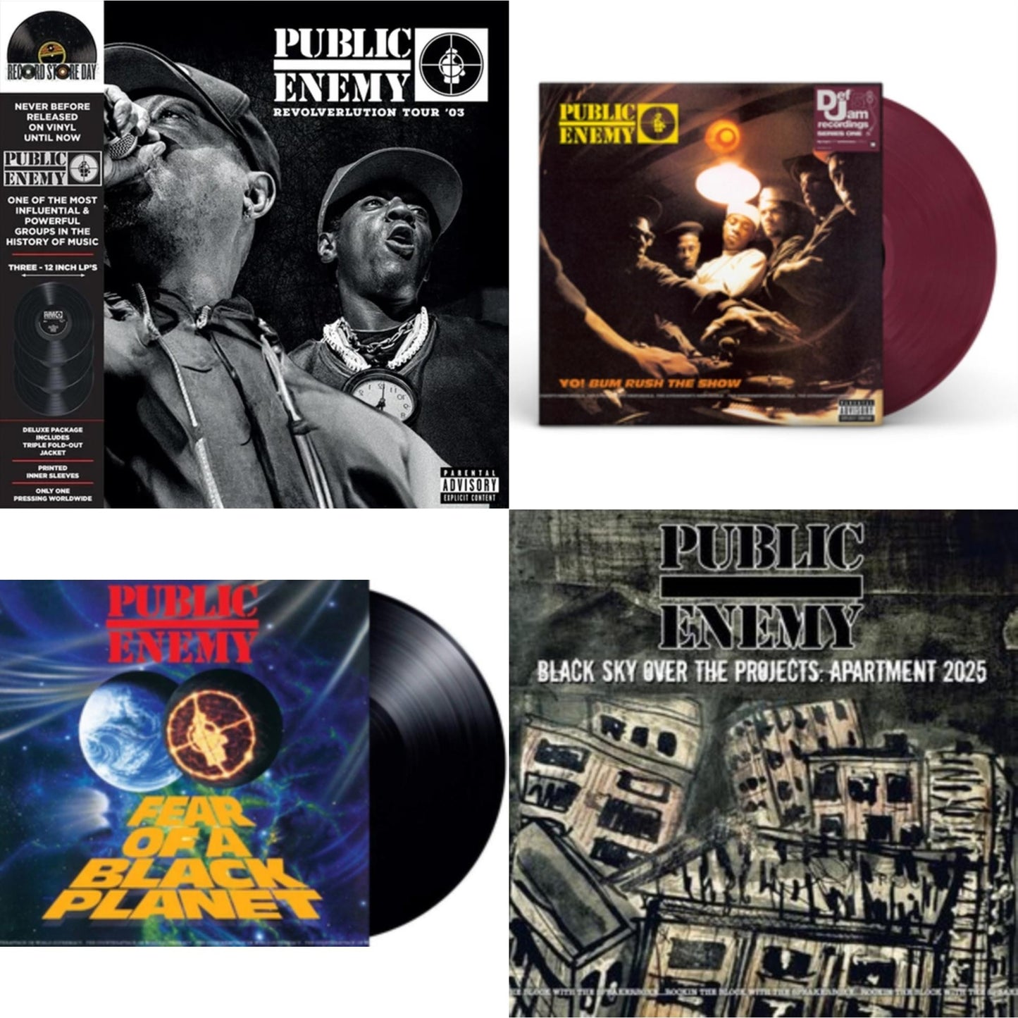 Revolverlution Tour 2003 (3LP) & Yo! Bum Rush The Show (X) (Fruit Punch LP Vinyl) (I) & Fear Of A Black Planet & Black Sky Over The Projects: Apartment 2025