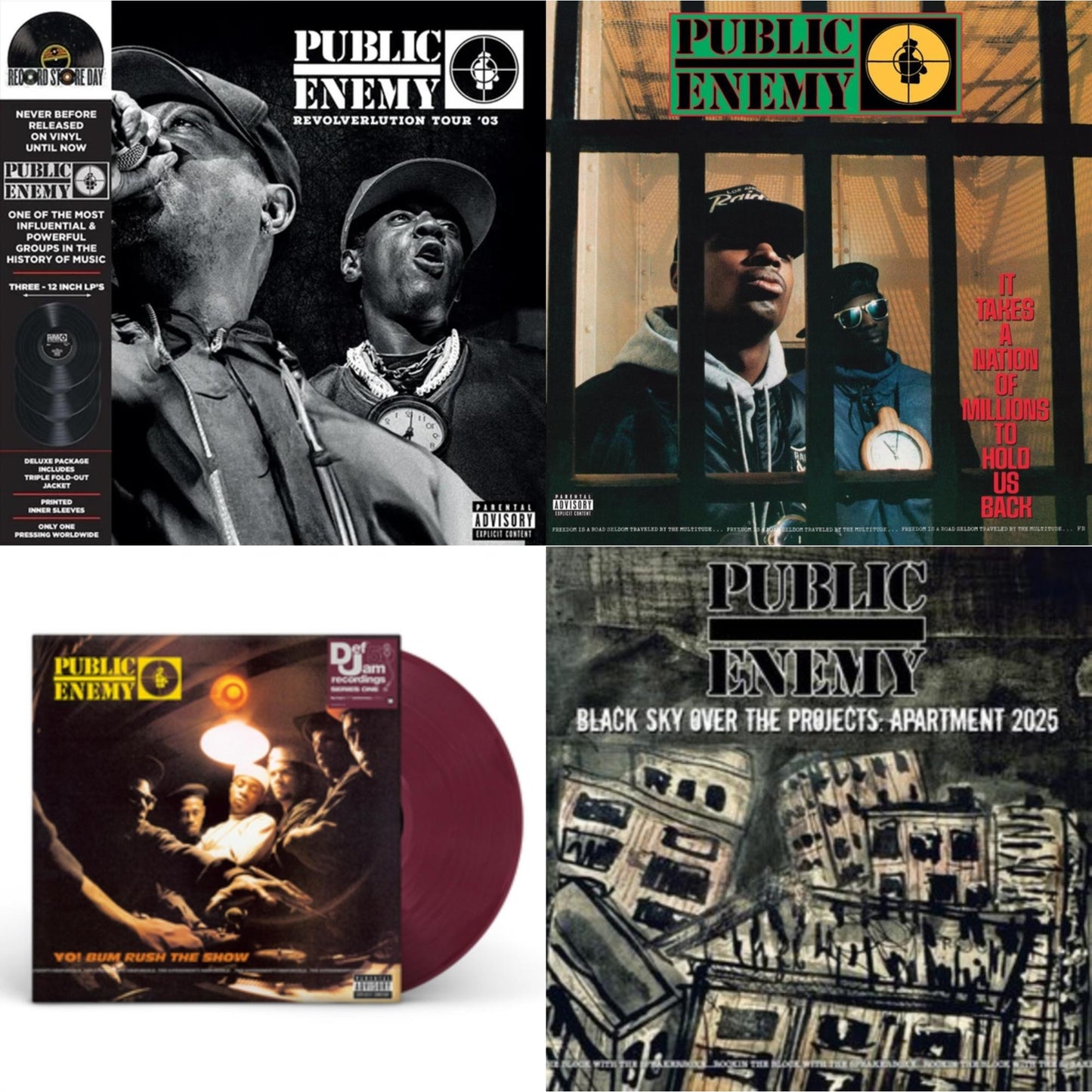 Revolverlution Tour 2003 (3LP) & It Takes A Nation Of Millions To Hold Us Back (35Th Anniversary) (2LP) & Yo! Bum Rush The Show (X) (Fruit Punch LP Vinyl) (I) & Black Sky Over The Projects: Apartment 2025