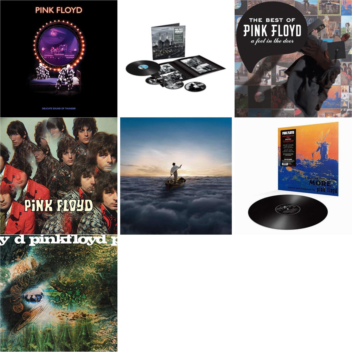 Animals (2018 Remix) (LP/CD/DVD/Blu-Ray/180G) & Delicate Sound Of Thunder (3LP) & Endless River (2LP/180G) & Piper At The Gates Of Dawn (180G/2016 Version) & Saucerful Of Secrets (180G) & More (180G) & Best Of Pink Floyd: A Foot In Door (2LP/180G Vinyl)