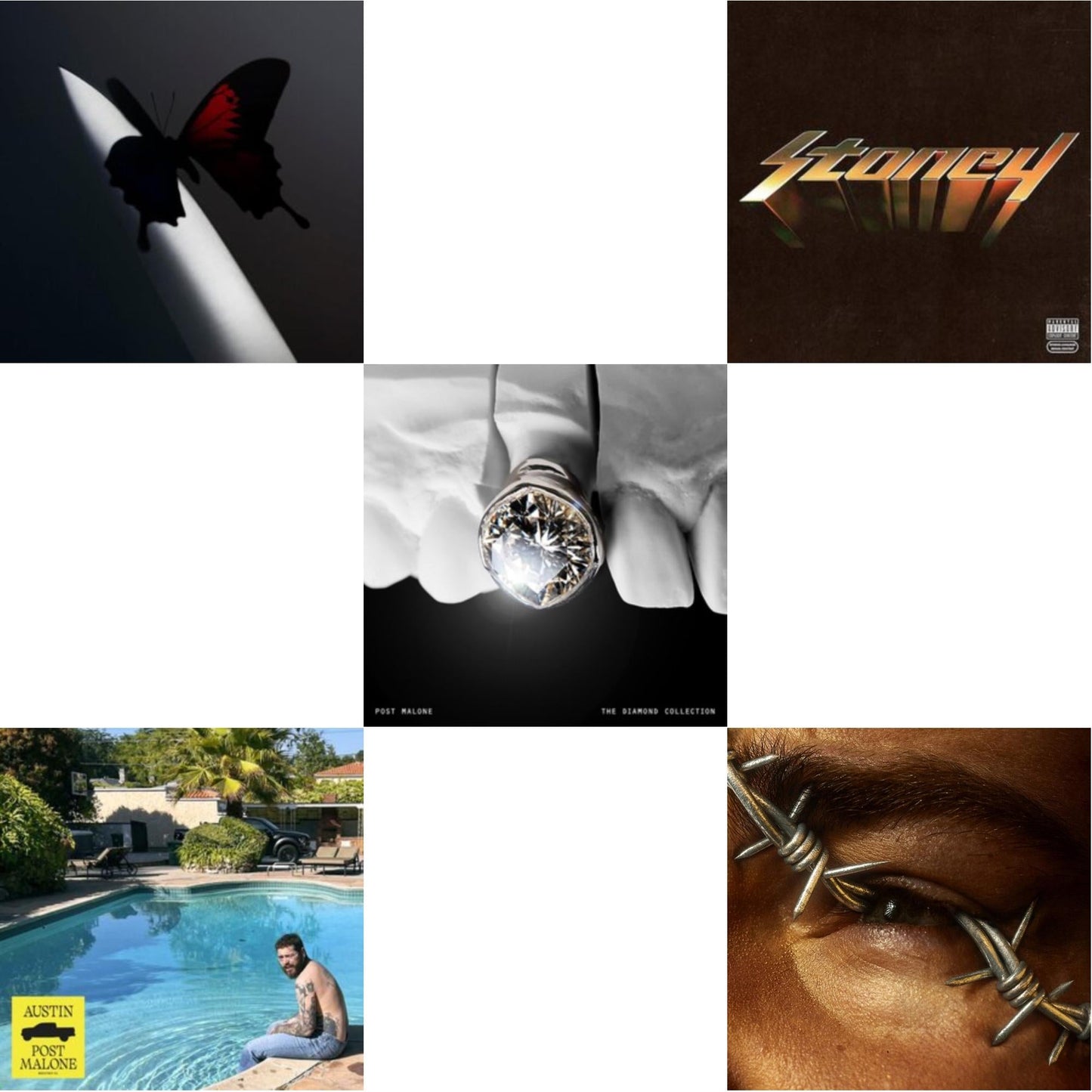 Twelve Carat Toothache & Austin (Forest Green/2LP) (X) & Diamond Collection (Metallic Silver Vinyl/2LP) & Stoney (Orange LP Vinyl) & Beerbongs & Bentleys (2LP/Clear Vinyl)