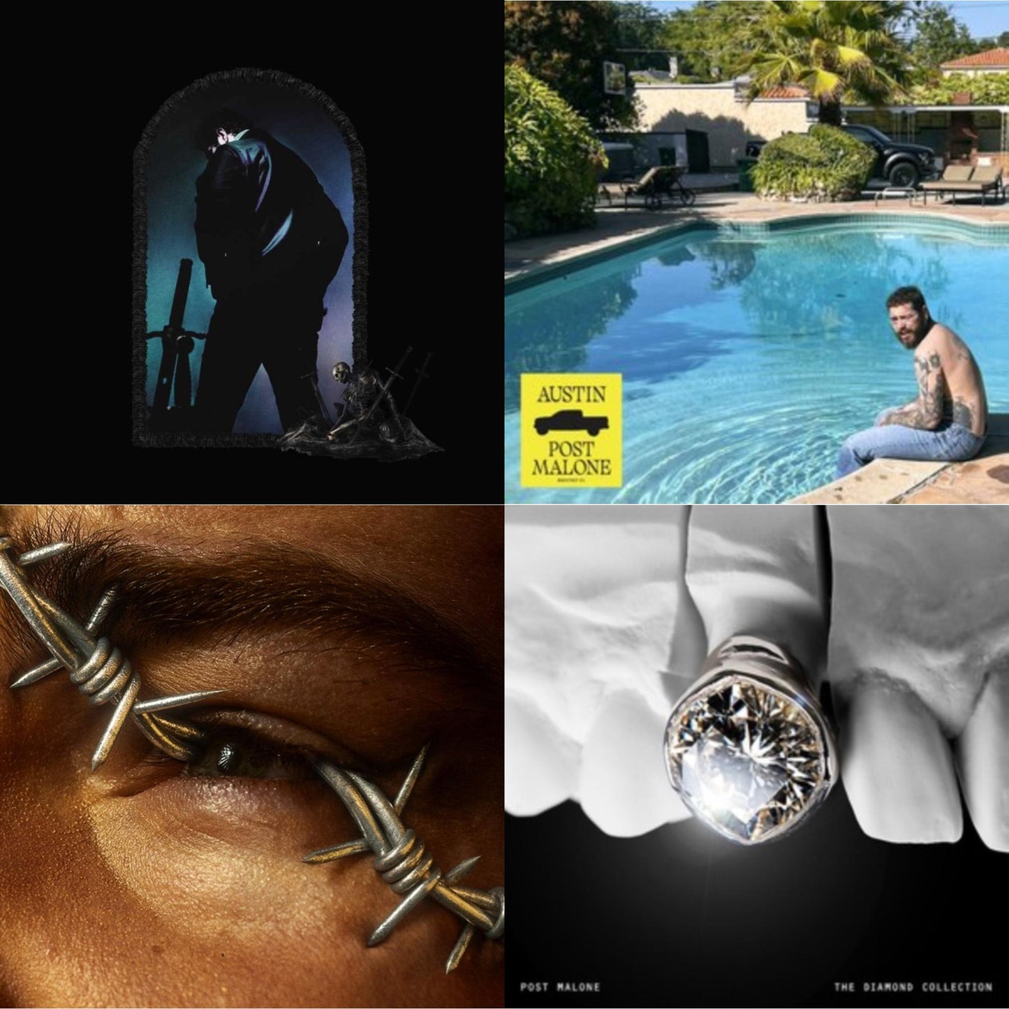 Austin (Forest Green/2LP) (X) & Diamond Collection (Metallic Silver Vinyl/2LP) & Hollywood's Bleeding (2LP/Pink Vinyl) & Beerbongs & Bentleys (2LP/Clear Vinyl)