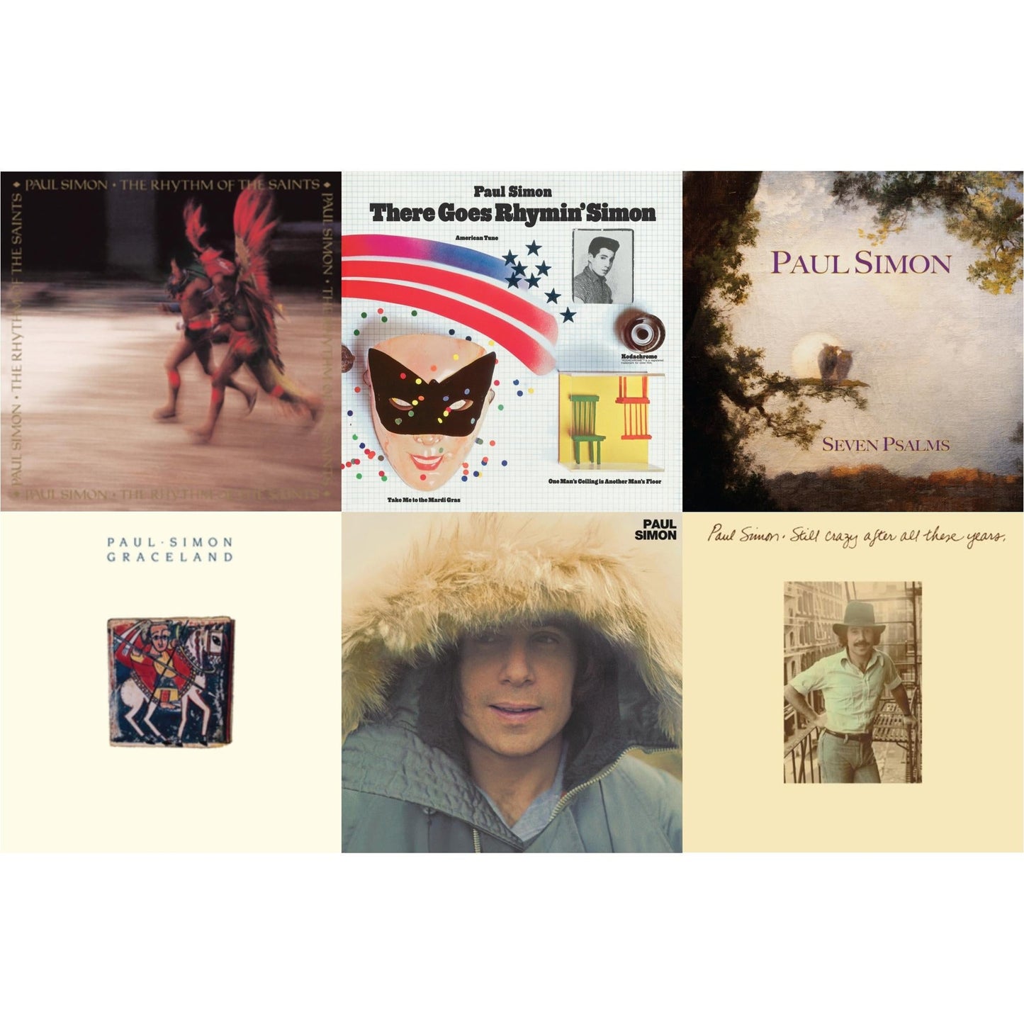 This is a 6 LP Vinyl SKU bundle.
1.This LP Vinyl is brand new.Format: LP VinylMusic Style: Folk RockThis item's title is: Rhythm Of The Saints (140G/Dl Code)Artist: Paul SimonLabel: LEGACYBarcode: 190758351216Release Date: 8/31/2018
2.This LP Vinyl is brand new.