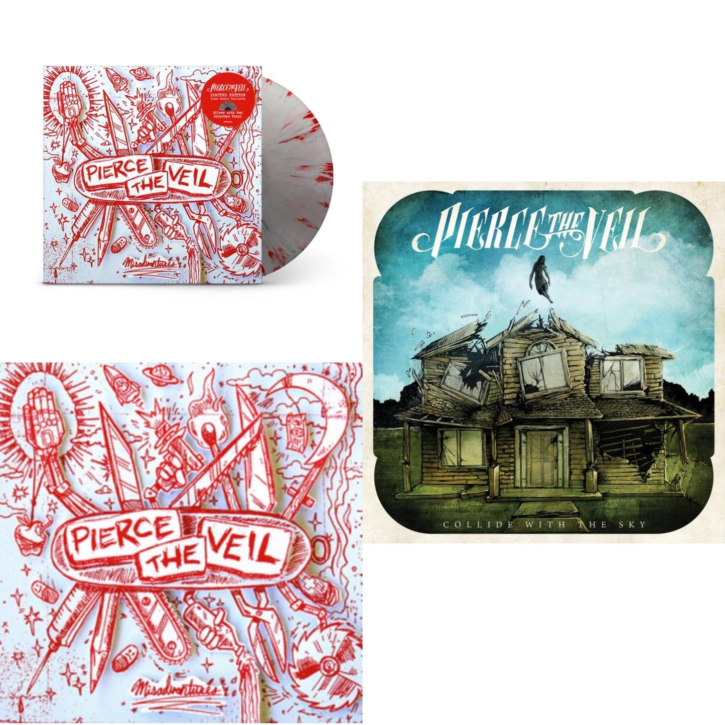 This is a 3 LP Vinyl SKU bundle.
1.This LP Vinyl is brand new.Format: LP VinylThis item's title is: MisadventuresArtist: Pierce The VeilLabel: CONCORD MUSIC GROUPBarcode: 714753021518Release Date: 5/13/2016
2.This LP Vinyl is brand new.