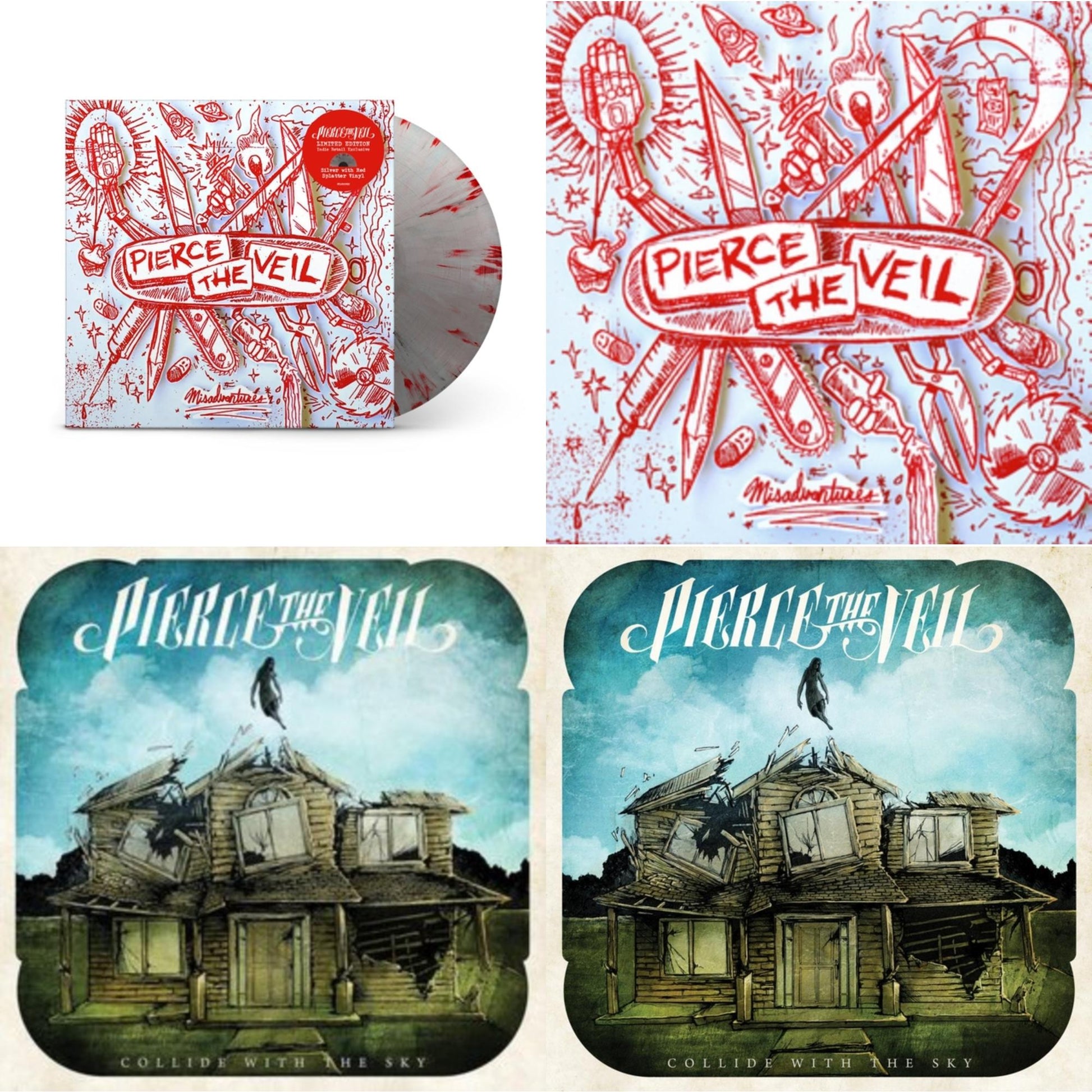 This is a 4 LP Vinyl SKU bundle.
1.This LP Vinyl is brand new.Format: LP VinylMusic Style: EmoThis item's title is: Misadventures (Silver With Red Splatter LP Vinyl)Artist: Pierce The VeilLabel: FEARLESS RECORDSBarcode: 888072495203Release Date: 2/10/2023
2.