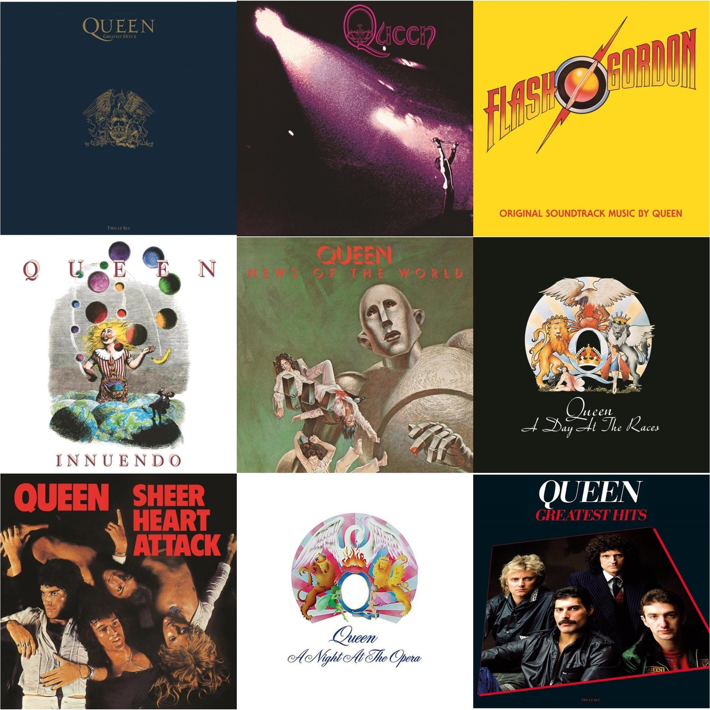 Greatest Hits 2 (180G/Dl Card) & Queen & Flash Gordon & Innuendo (2LP) & News Of The World & Day At The Races & Sheer Heart Attack (Half-Speed LP Vinyl) & Night At The Opera & Greatest Hits 1 (180G)