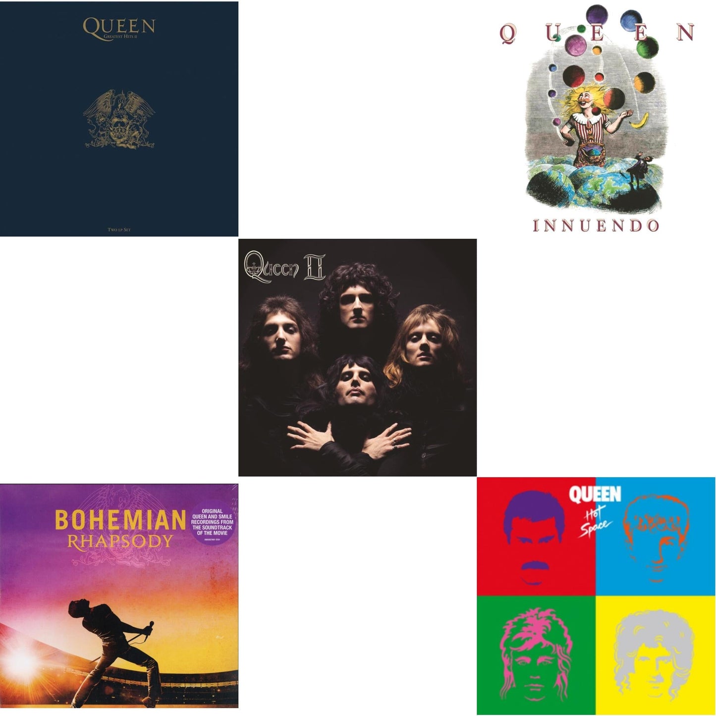 Greatest Hits 2 (180G/Dl Card) & Bohemian Rhapsody (180G/2LP) & Queen Ii & Innuendo (2LP) & Hot Space LP Ltd.