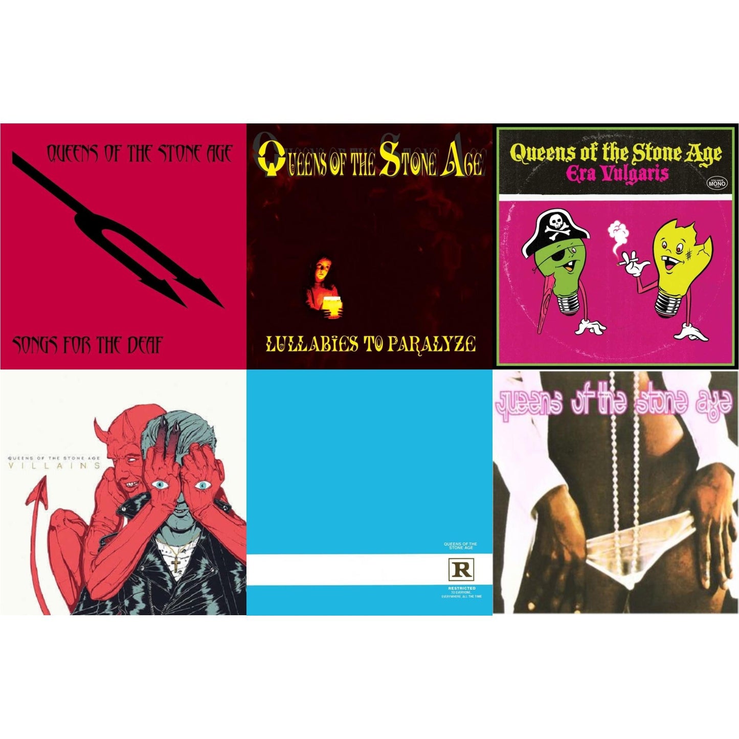 Queens Of The Stone Age (2LP) & Era Vulgaris (180G) & Lullabies To Paralyze (2LP/180G) (X) & Rated R (180G) (X) & Songs For The Deaf (180G) (X) & Villains (Gatefold/Dl Card)