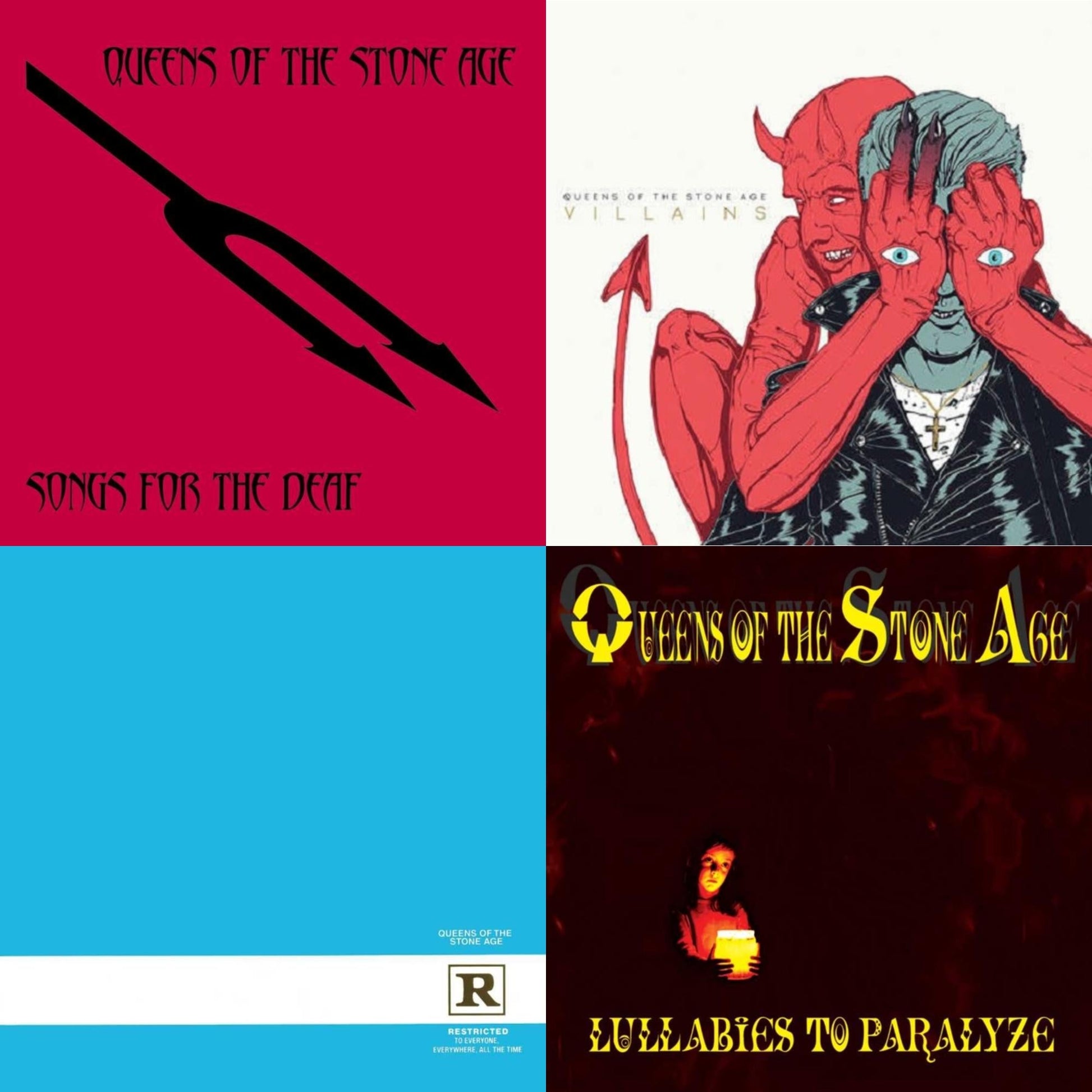 This is a 4 LP Vinyl SKU bundle.
1.This LP Vinyl is brand new.Format: LP VinylMusic Style: Stoner RockThis item's title is: Songs For The Deaf (180G) (X)Artist: Queens Of The Stone AgeBarcode: 602508108587Release Date: 11/22/2019
2.This LP Vinyl is brand new.