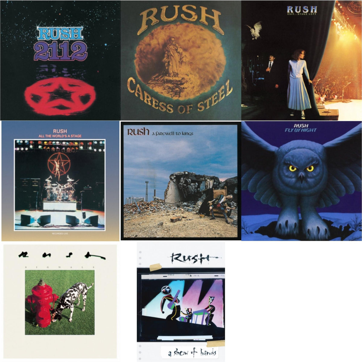 Fly By Night (180G) & Caress Of Steel (180G/Dl Card) & All The World's A Stage (180G) & 2112 (180G) & Farewell To Kings (180G) & Exit Stage Left (180G) & Signals (180G) & Show Of Hands (180G)