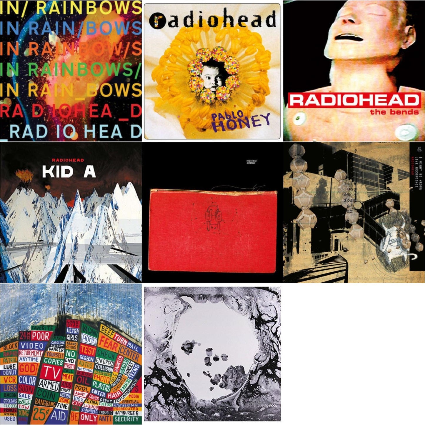 In Rainbows (180G) & Pablo Honey (180G) & Bends (180G) & Kid A (2LP/180G) & Amnesiac (2LP/180G) & I Might Be Wrong & Hail To The Thief (2LP/45 RPM/180G) & Moon Shaped Pool (Foil Gatefold Cover)