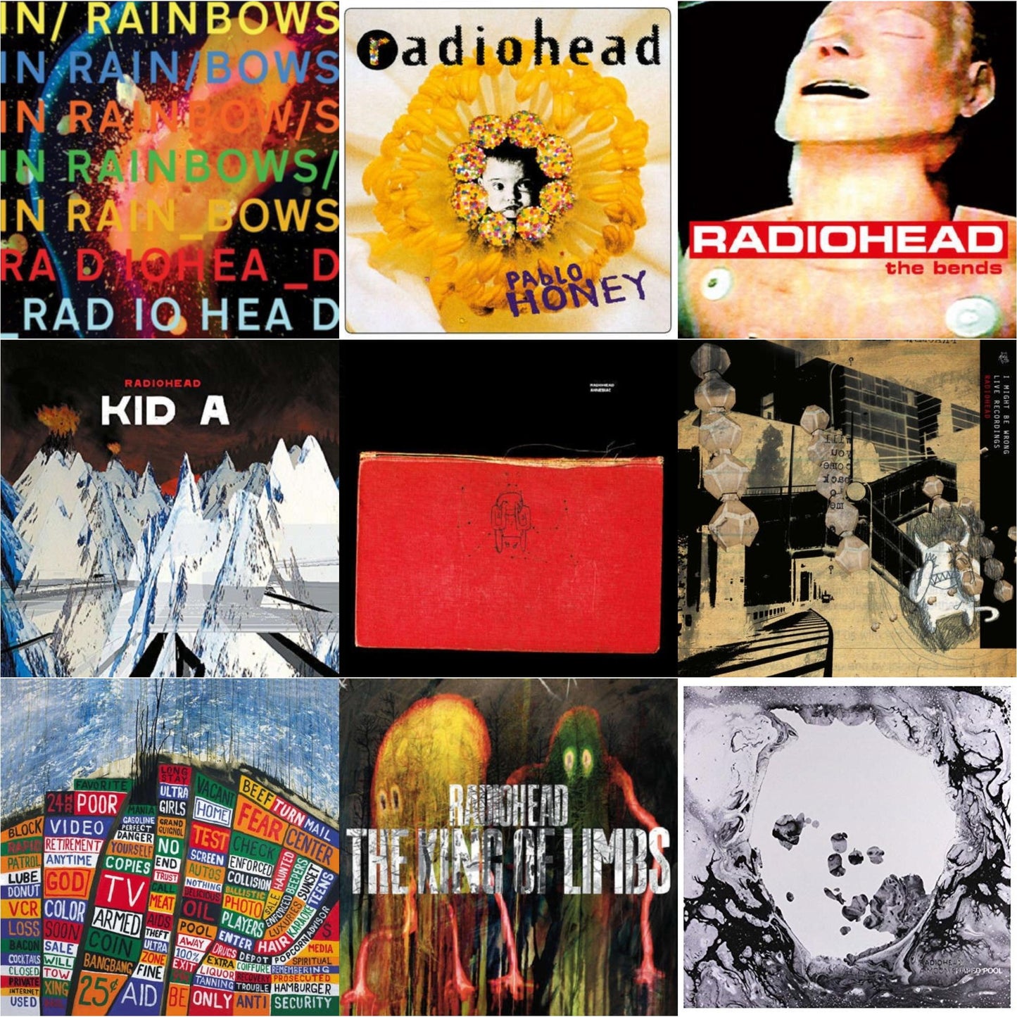 In Rainbows (180G) & Pablo Honey (180G) & Bends (180G) & Kid A (2LP/180G) & Amnesiac (2LP/180G) & I Might Be Wrong & Hail To The Thief (2LP/45 RPM/180G) & King Of Limbs (180G) & Moon Shaped Pool (Foil Gatefold Cover)