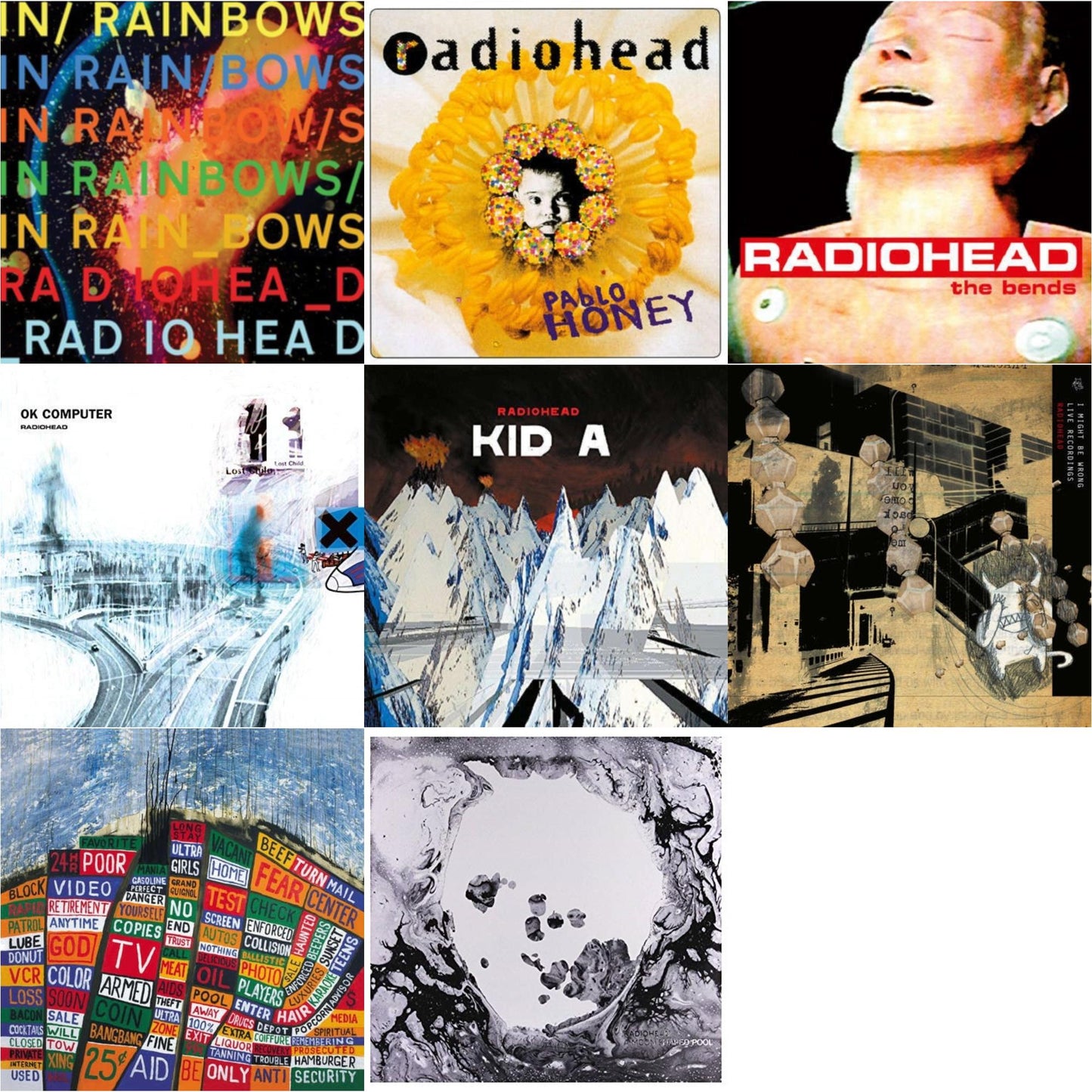In Rainbows (180G) & Pablo Honey (180G) & Bends (180G) & Ok Computer (2LP/180G) & Kid A (2LP/180G) & I Might Be Wrong & Hail To The Thief (2LP/45 RPM/180G) & Moon Shaped Pool (Foil Gatefold Cover)