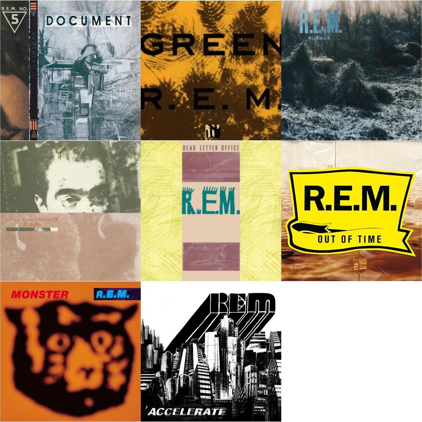 Document & Green & Murmur & Lifes Rich Pageant & Dead Letter Office & Out Of Time & Monster & Accelerate