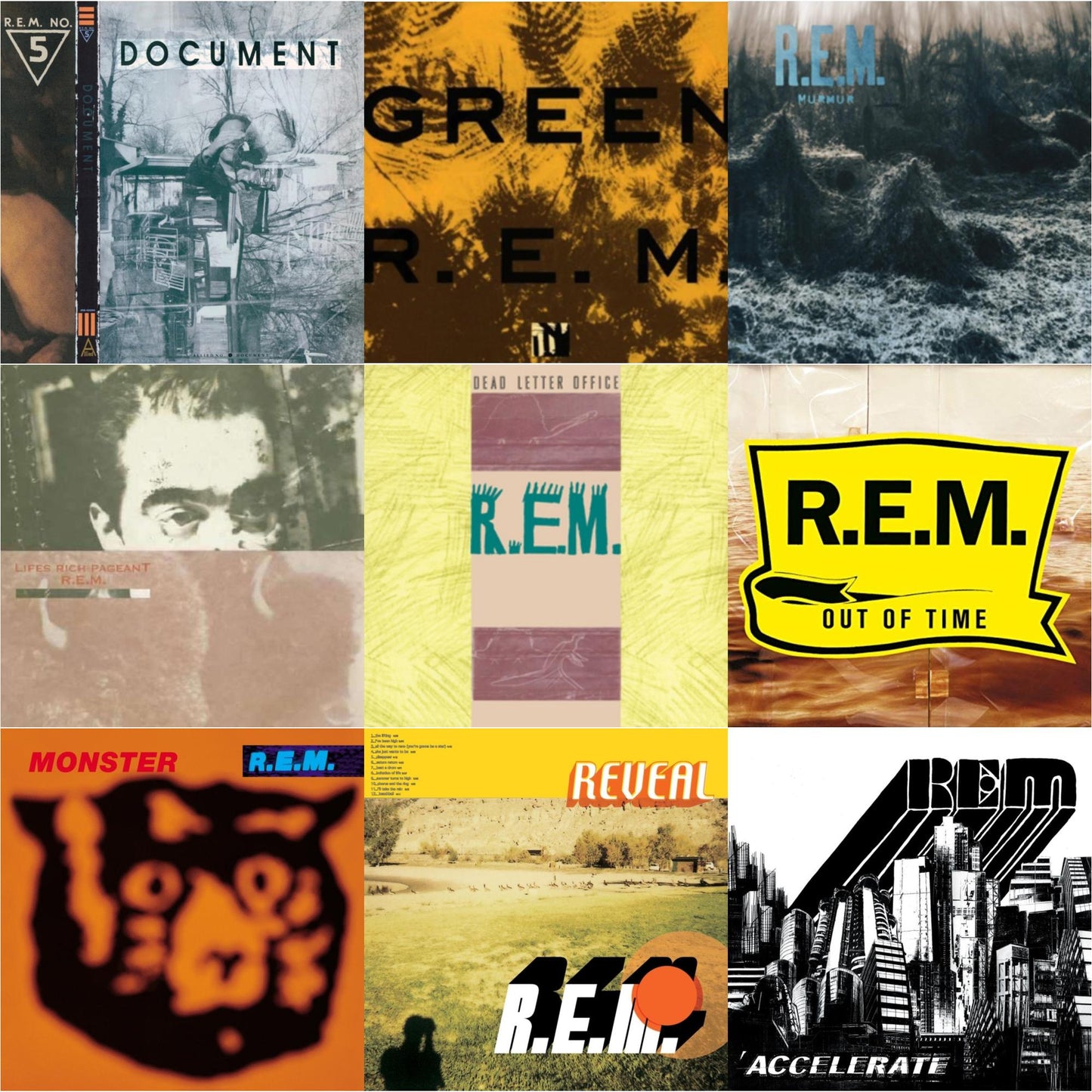 Document & Green & Murmur & Lifes Rich Pageant & Dead Letter Office & Out Of Time & Monster & Reveal & Accelerate