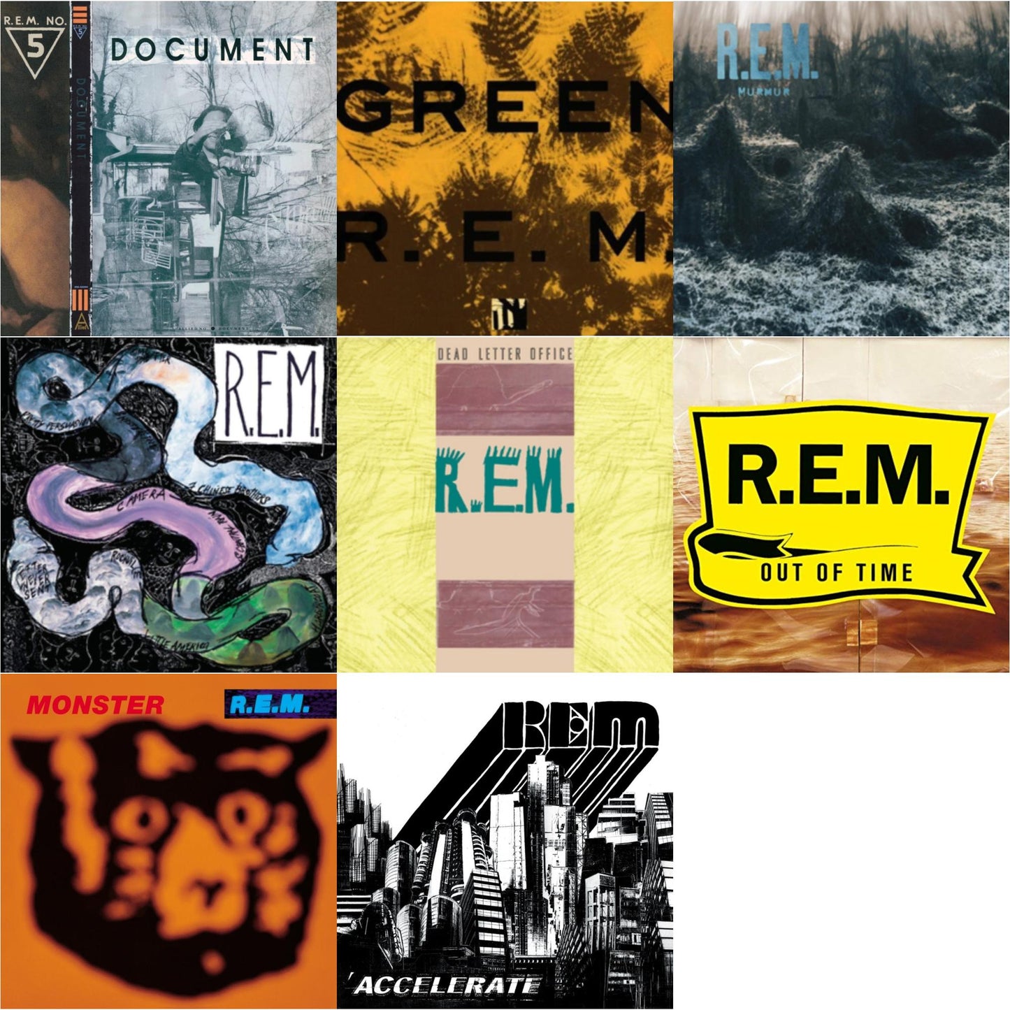 Document & Green & Murmur & Reckoning & Dead Letter Office & Out Of Time & Monster & Accelerate