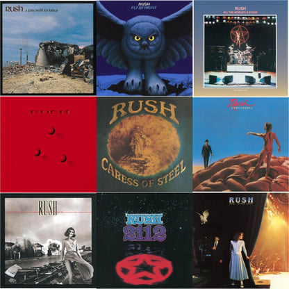 This is a 9 LP Vinyl SKU bundle.
1.This LP Vinyl is brand new.Format: LP VinylMusic Style: Prog RockThis item's title is: Farewell To Kings (180G)Artist: RushLabel: UMeBarcode: 602547117632Release Date: 4/21/2015
2.This LP Vinyl is brand new.