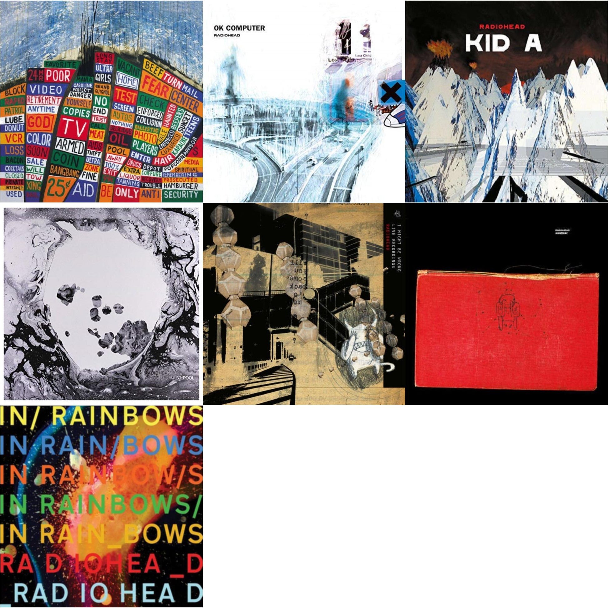 This is a 7 LP Vinyl SKU bundle.
1.This LP Vinyl is brand new.Format: LP VinylMusic Style: BreakbeatThis item's title is: In Rainbows (180G)Artist: RadioheadLabel: XL RECORDINGSBarcode: 634904032418Release Date: 6/17/2016
2.This LP Vinyl is brand new.