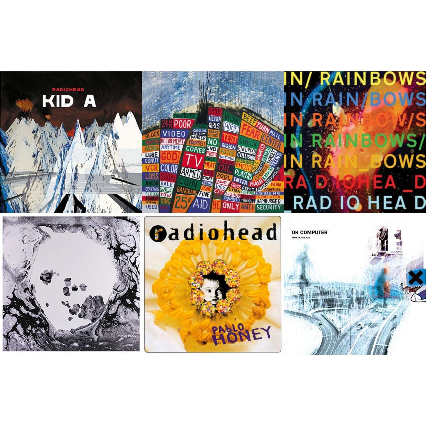 This is a 6 LP Vinyl SKU bundle.
1.This LP Vinyl is brand new.Format: LP VinylMusic Style: BreakbeatThis item's title is: In Rainbows (180G)Artist: RadioheadLabel: XL RECORDINGSBarcode: 634904032418Release Date: 6/17/2016
2.This LP Vinyl is brand new.