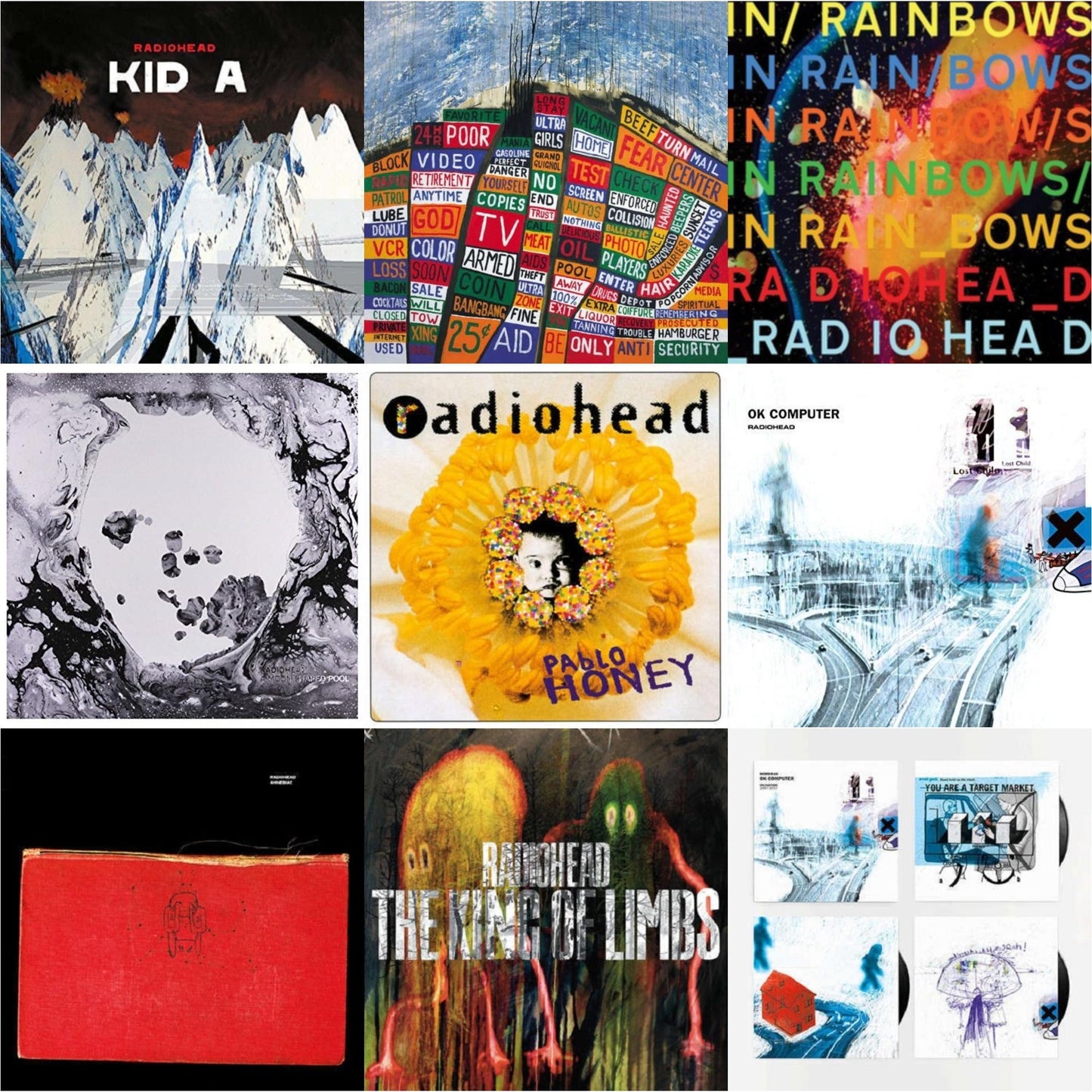 In Rainbows (180G) & Pablo Honey (180G) & Ok Computer (2LP/180G) & Kid A (2LP/180G) & Amnesiac (2LP/180G) & Hail To The Thief (2LP/45 RPM/180G) & King Of Limbs (180G) & Moon Shaped Pool (Foil Gatefold Cover) & Ok Computer Oknotok (3LP/180G)