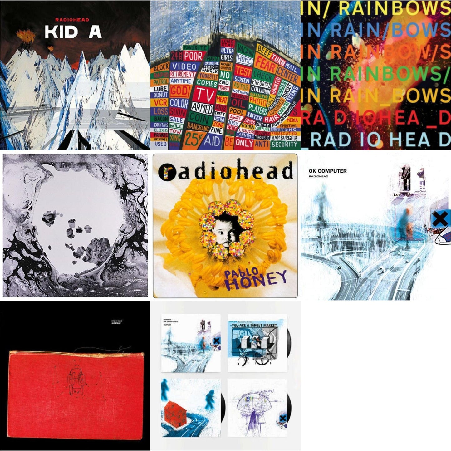 This is a 8 LP Vinyl SKU bundle.
1.This LP Vinyl is brand new.Format: LP VinylMusic Style: BreakbeatThis item's title is: In Rainbows (180G)Artist: RadioheadLabel: XL RECORDINGSBarcode: 634904032418Release Date: 6/17/2016
2.This LP Vinyl is brand new.