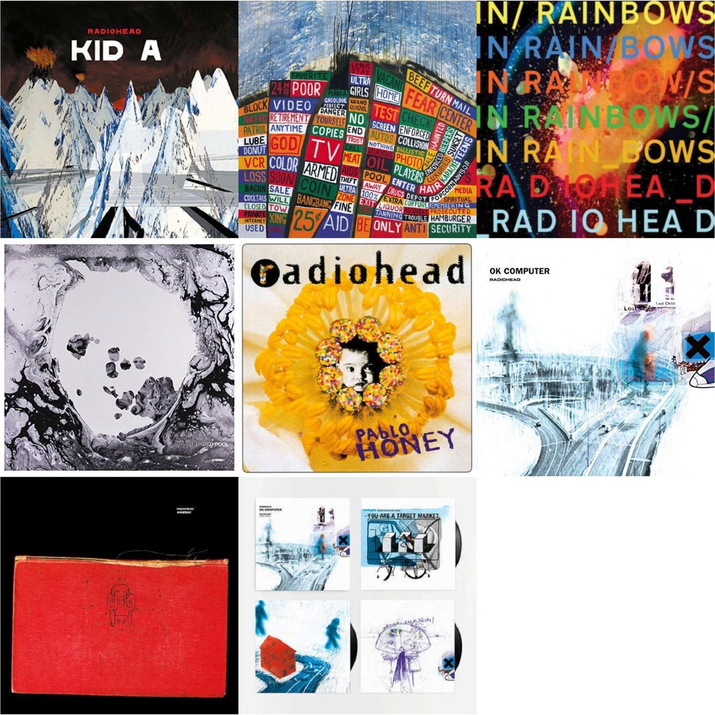 In Rainbows (180G) & Pablo Honey (180G) & Ok Computer (2LP/180G) & Kid A (2LP/180G) & Amnesiac (2LP/180G) & Hail To The Thief (2LP/45 RPM/180G) & Moon Shaped Pool (Foil Gatefold Cover) & Ok Computer Oknotok (3LP/180G)