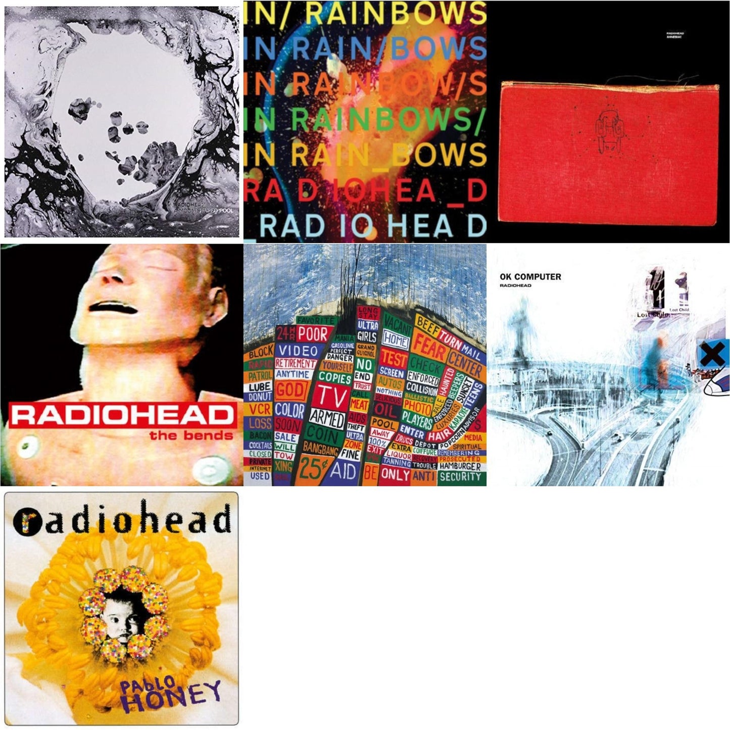 In Rainbows (180G) & Pablo Honey (180G) & Bends (180G) & Ok Computer (2LP/180G) & Amnesiac (2LP/180G) & Hail To The Thief (2LP/45 RPM/180G) & Moon Shaped Pool (Foil Gatefold Cover)