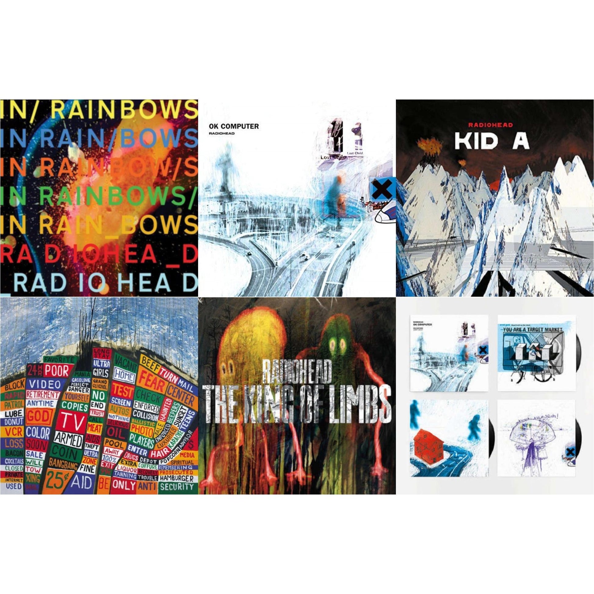 This is a 6 LP Vinyl SKU bundle.
1.This LP Vinyl is brand new.Format: LP VinylMusic Style: BreakbeatThis item's title is: In Rainbows (180G)Artist: RadioheadLabel: XL RECORDINGSBarcode: 634904032418Release Date: 6/17/2016
2.This LP Vinyl is brand new.