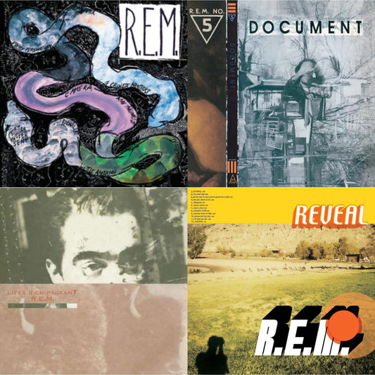 This is a 4 LP Vinyl SKU bundle.
1.This LP Vinyl is brand new.Format: LP VinylThis item's title is: DocumentArtist: R.E.M.Label: I.R.S. RecordsBarcode: 076742205911Release Date: 9/2/2008
2.This LP Vinyl is brand new.