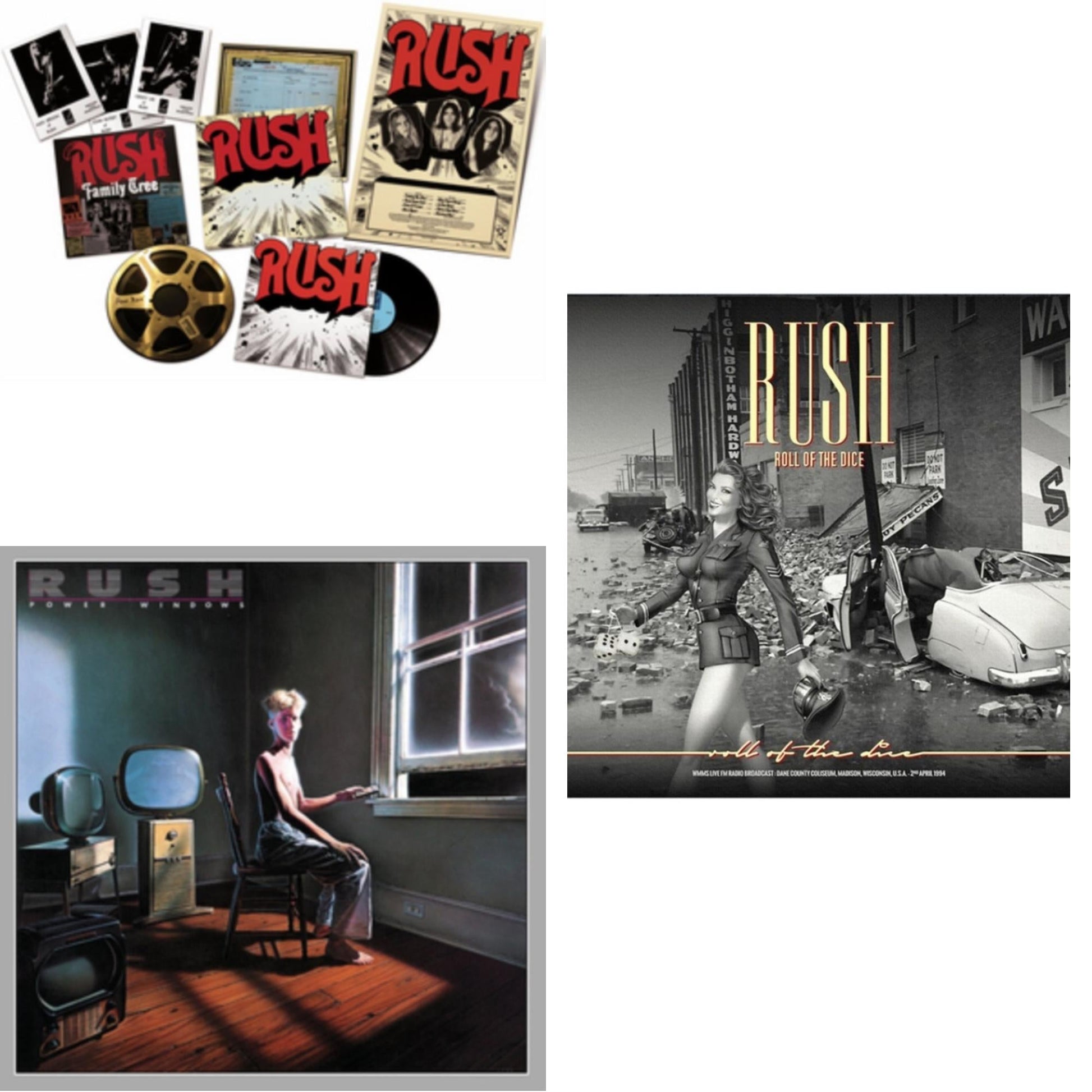 This is a 3 LP Vinyl SKU bundle.
1.This LP Vinyl is brand new.Format: LP VinylMusic Style: Hard RockThis item's title is: Rush (Rediscovered LP Box) (180G)Artist: RushLabel: UniversalBarcode: 602537727858Release Date: 4/29/2014
2.This LP Vinyl is brand new.