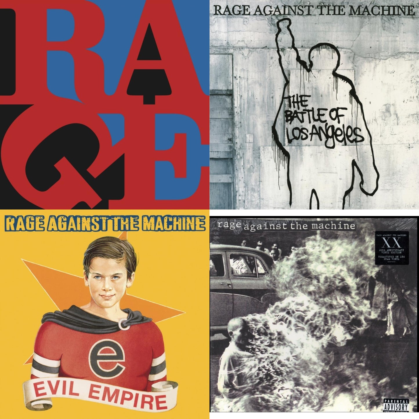This is a 4 LP Vinyl SKU bundle.
1.This LP Vinyl is brand new.Format: LP VinylMusic Style: Alternative RockThis item's title is: Renegades (180G LP Vinyl)Artist: Rage Against The MachineLabel: LEGACY/ EPICBarcode: 190758440811Release Date: 9/28/2018
2.This LP Vinyl is brand new.