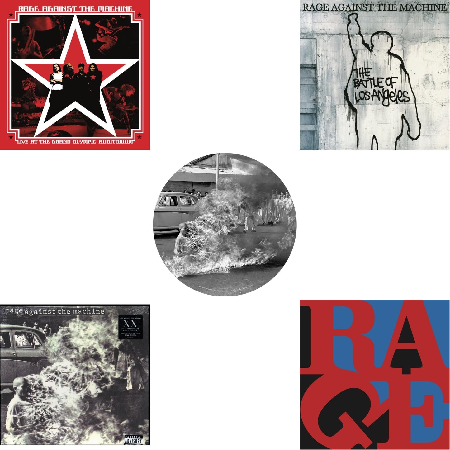 This is a 5 LP Vinyl SKU bundle.
1.This LP Vinyl is brand new.Format: LP VinylMusic Style: Alternative RockThis item's title is: Live At The Grand Olympic Auditorium (2LP/180G Vinyl)Artist: Rage Against The MachineLabel: LEGACY/ EPICBarcode: 190758440613Release Date: 9/28/2018
2.