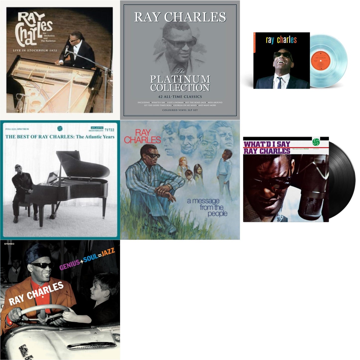 This is a 7 LP Vinyl SKU bundle.
1.This LP Vinyl is brand new.Format: LP VinylThis item's title is: Now Playing (Blue LP Vinyl) (Syeor)Artist: Ray CharlesBarcode: 081227817787Release Date: 1/26/2024
2.This LP Vinyl is brand new.