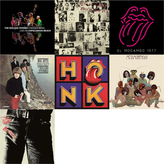 Big Hits (High Tide Green Grass LP Vinyl) & Metamorphosis & Bigger Bang Live On Copacabana Beach (Multi Color Vinyl/3LP) & Live At The El Mocambo (4LP) & Sticky Fingers & Exile On Main Street (2LP) & Honk (Translucent Red Vinyl/2LP)
