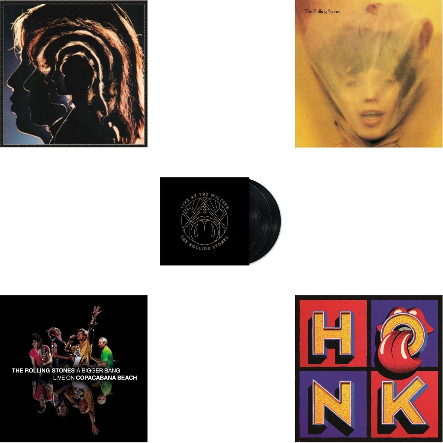 Hot Rocks 1964-1971 (2LP) & Bigger Bang Live On Copacabana Beach (Multi Color Vinyl/3LP) & Live At The Wiltern (3LP) & Goats Head Soup (2LP 2020 Deluxe Edition) & Honk (Translucent Red Vinyl/2LP)