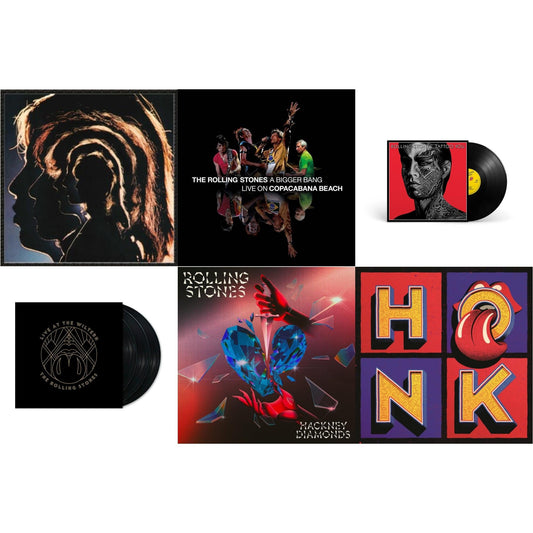 Hot Rocks 1964-1971 (2LP) & Bigger Bang Live On Copacabana Beach (Multi Color Vinyl/3LP) & Tattoo You (2021 Remaster) & Live At The Wiltern (3LP) & Hackney Diamonds (1 Year Anniversary/Clear/Blue Splatter Vinyl/2LP) & Honk (Translucent Red Vinyl/2LP)