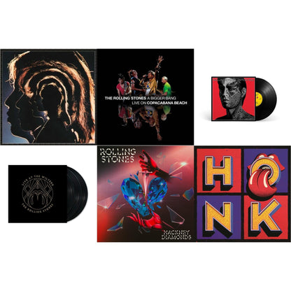 Hot Rocks 1964-1971 (2LP) & Bigger Bang Live On Copacabana Beach (Multi Color Vinyl/3LP) & Tattoo You (2021 Remaster) & Live At The Wiltern (3LP) & Hackney Diamonds (1 Year Anniversary/Clear/Blue Splatter Vinyl/2LP) & Honk (Translucent Red Vinyl/2LP)