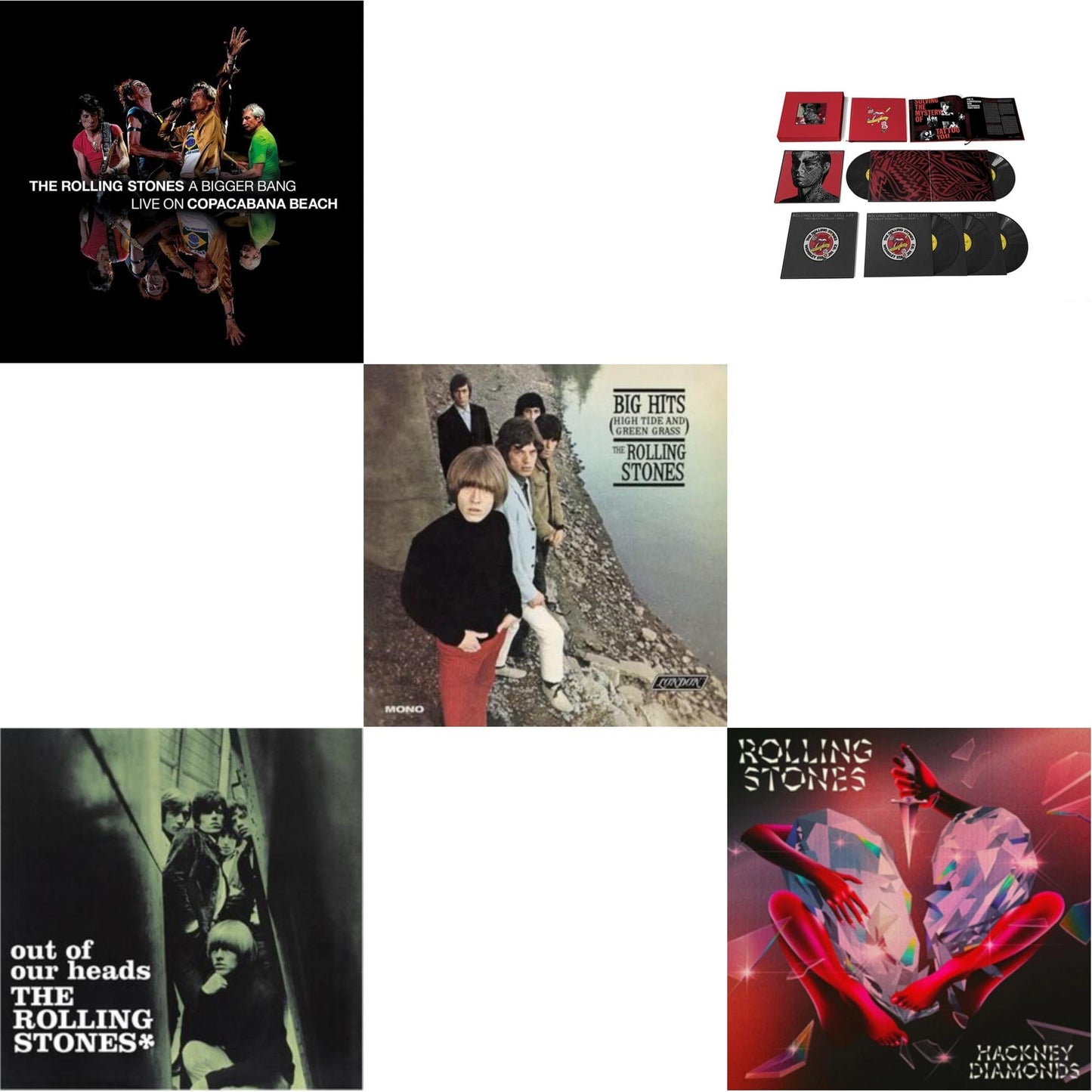 Out Of Our Heads (Uk) & Big Hits (High Tide Green Grass LP Vinyl) & Bigger Bang Live On Copacabana Beach (Multi Color Vinyl/3LP) & Tattoo You (2021 Remaster/5LP Box Set) & Hackney Diamonds