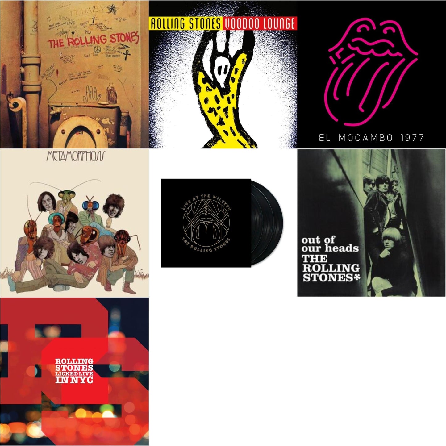 Beggars Banquet & Out Of Our Heads (Uk) & Metamorphosis & Live At The El Mocambo (4LP) & Licked Live In Nyc (White Vinyl/3LP) & Live At The Wiltern (3LP) & Voodoo Lounge (30Th Anniversary) (Red/Yellow Vinyl/2LP)