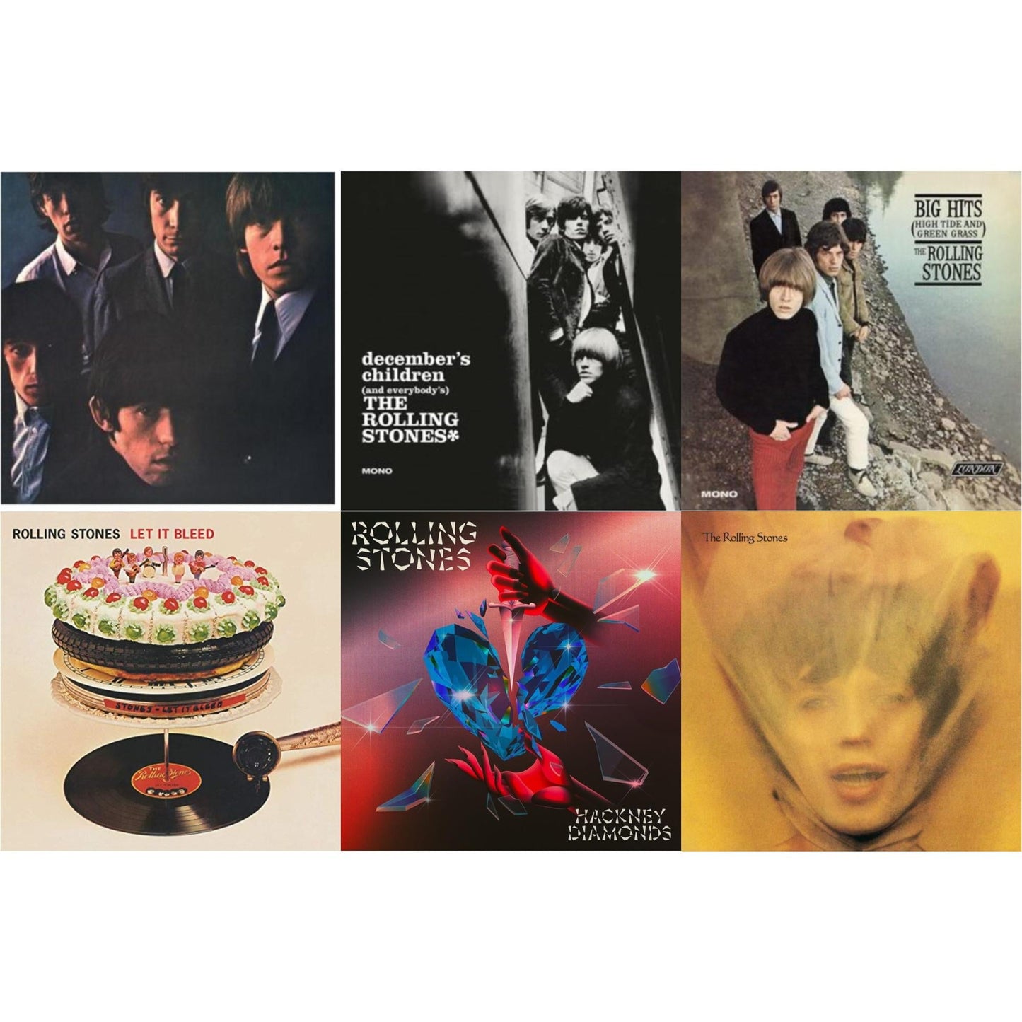 Rolling Stones - Rolling Stones No.2 (180G) & December's Children (& Everybody's) & Big Hits (High Tide Green Grass LP Vinyl) & Let It Bleed (50Th Anniversary Edition) & Hackney Diamonds (1 Year Anniversary/Clear/Blue Splatter Vinyl/2LP) & Goats Head
