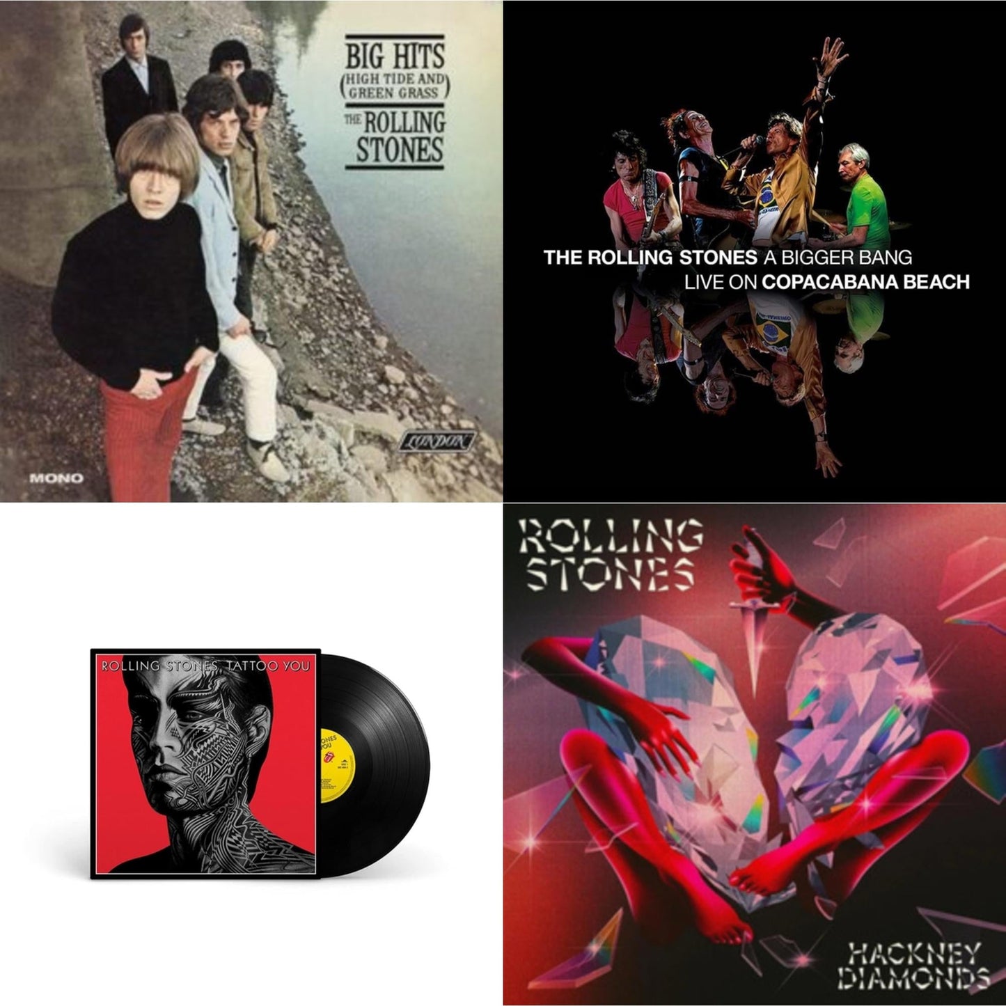 Big Hits (High Tide Green Grass LP Vinyl) & Bigger Bang Live On Copacabana Beach (Multi Color Vinyl/3LP) & Tattoo You (2021 Remaster) & Hackney Diamonds