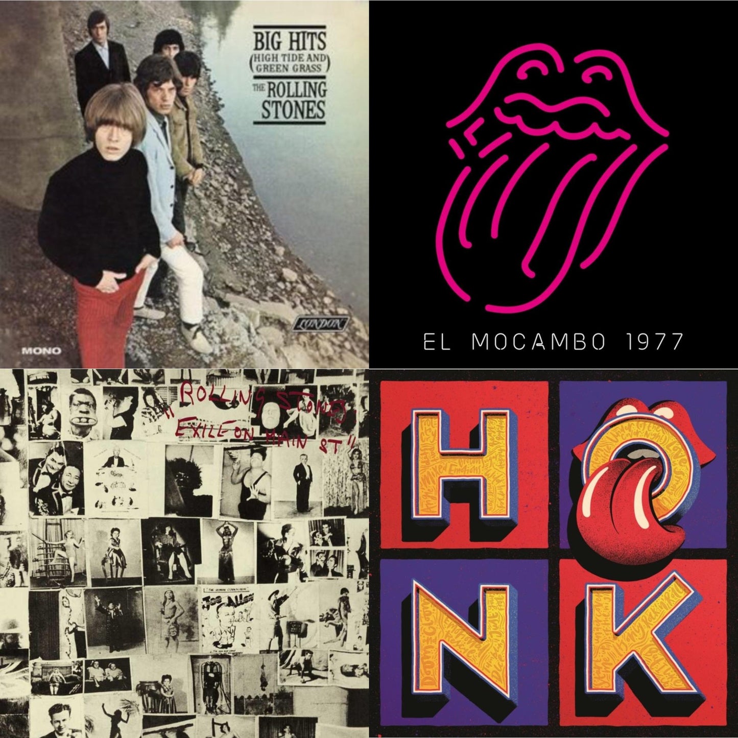 Big Hits (High Tide Green Grass LP Vinyl) & Live At The El Mocambo (4LP) & Exile On Main Street (2LP) & Honk (Translucent Red Vinyl/2LP)