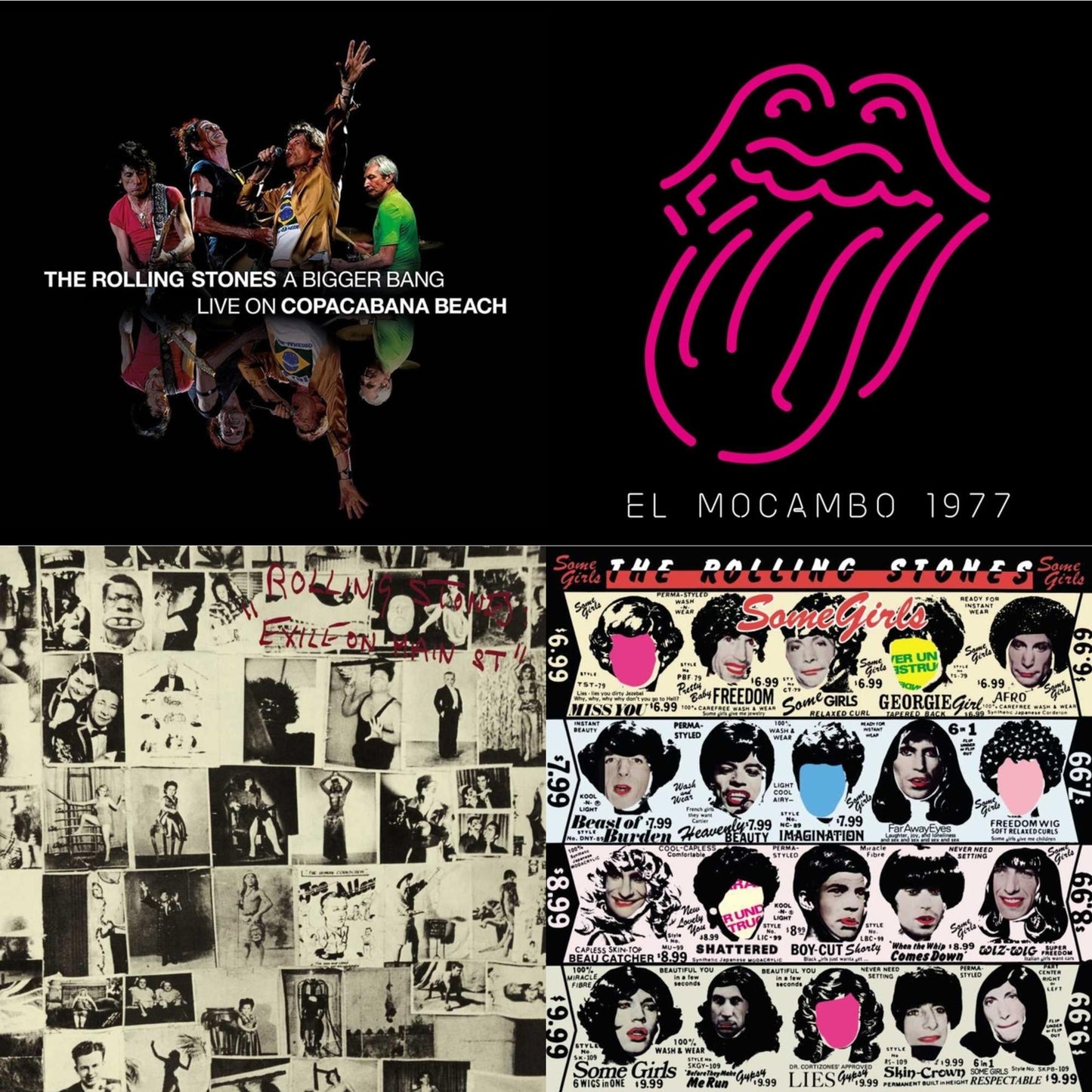 Bigger Bang Live On Copacabana Beach (Multi Color Vinyl/3LP) & Live At The El Mocambo (4LP) & Exile On Main Street (2LP) & Some Girls