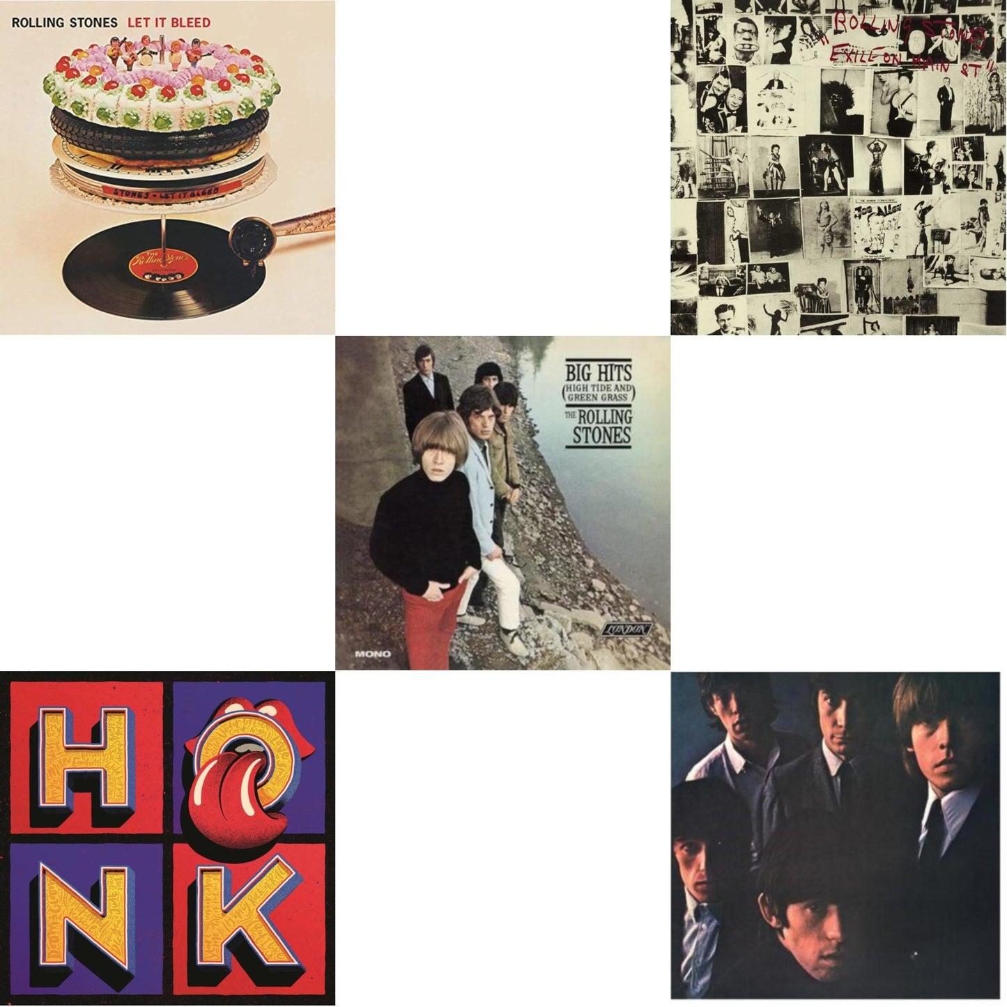 Rolling Stones No.2 (180G) & Big Hits (High Tide Green Grass LP Vinyl) & Let It Bleed (50Th Anniversary Edition) & Exile On Main Street (2LP) & Honk (Translucent Red Vinyl/2LP)