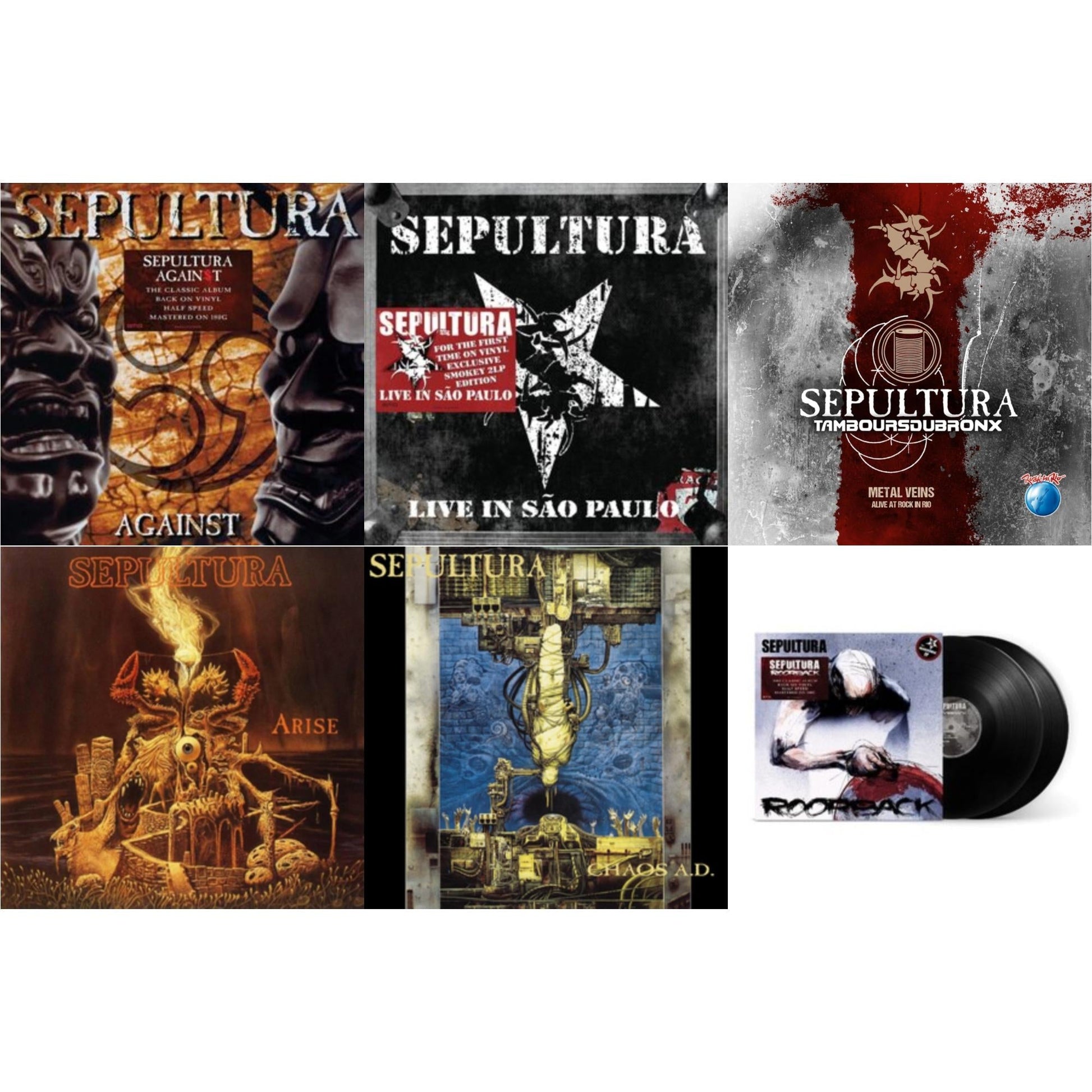 This is a 6 LP Vinyl SKU bundle.
1.This LP Vinyl is brand new.Format: LP VinylMusic Style: ThrashThis item's title is: AgainstArtist: SepulturaLabel: BMG RIGHTS MANAGEMENT (UK) LTDBarcode: 4050538670851Release Date: 10/28/2022
2.This LP Vinyl is brand new.